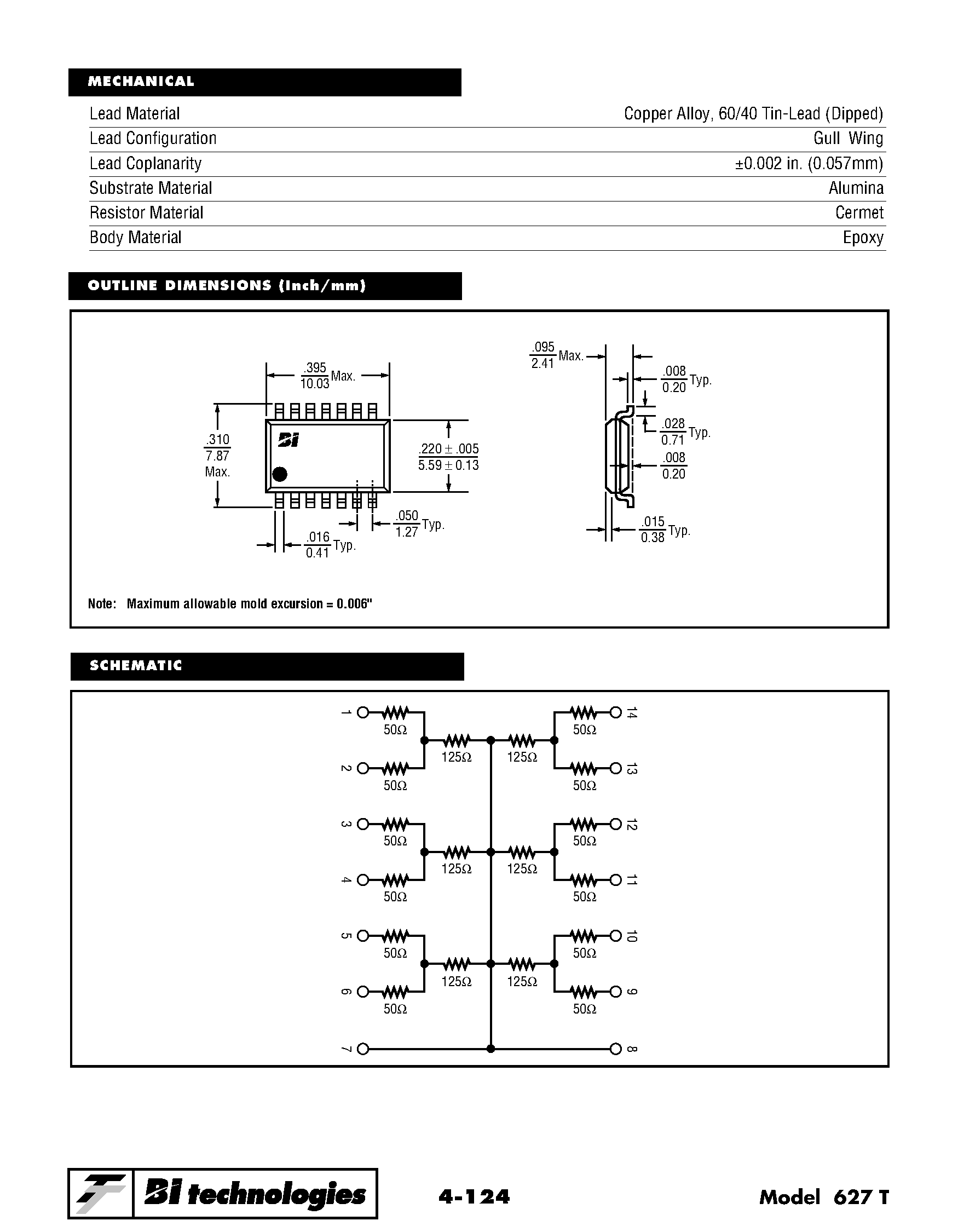 Datasheet 627T - CCITT V.35 Termination Surface Mount Resistor Networks page 2