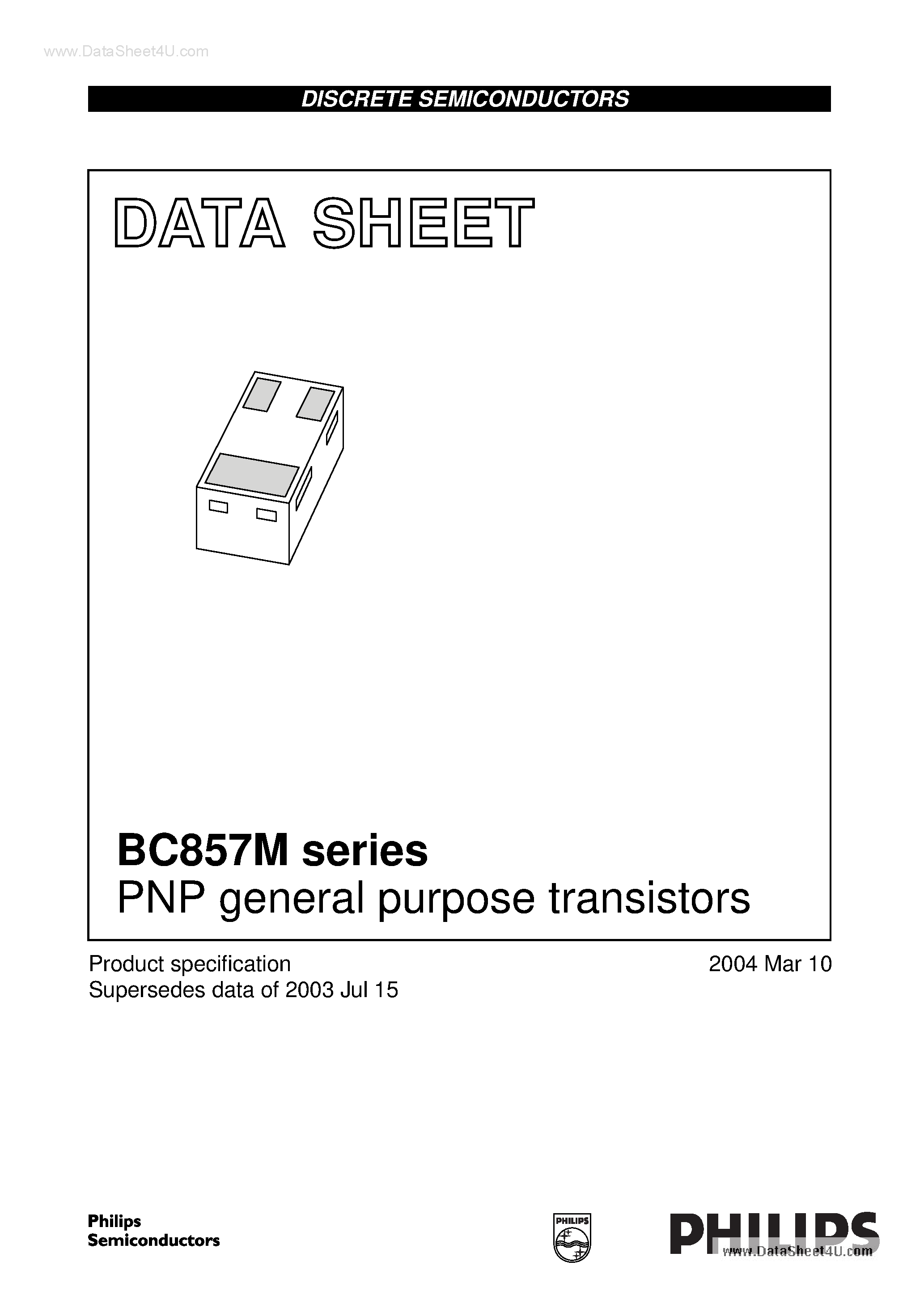 Даташит BC857M - PNP general purpose transistors страница 1