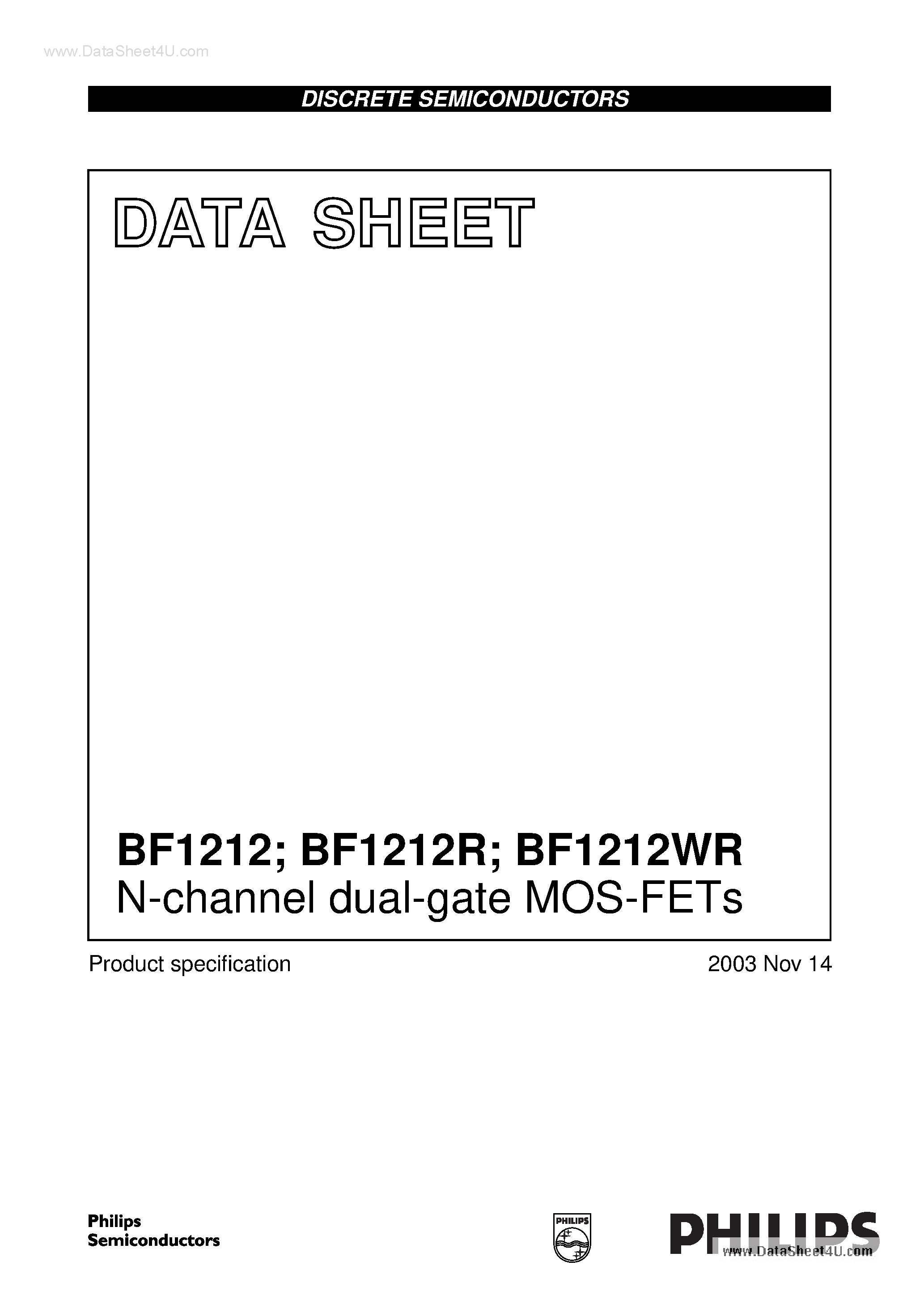Даташит на микросхему BF1212 страница 1 Даташит BF1212 - N-channel dual-gate MOS-FETs страница 1