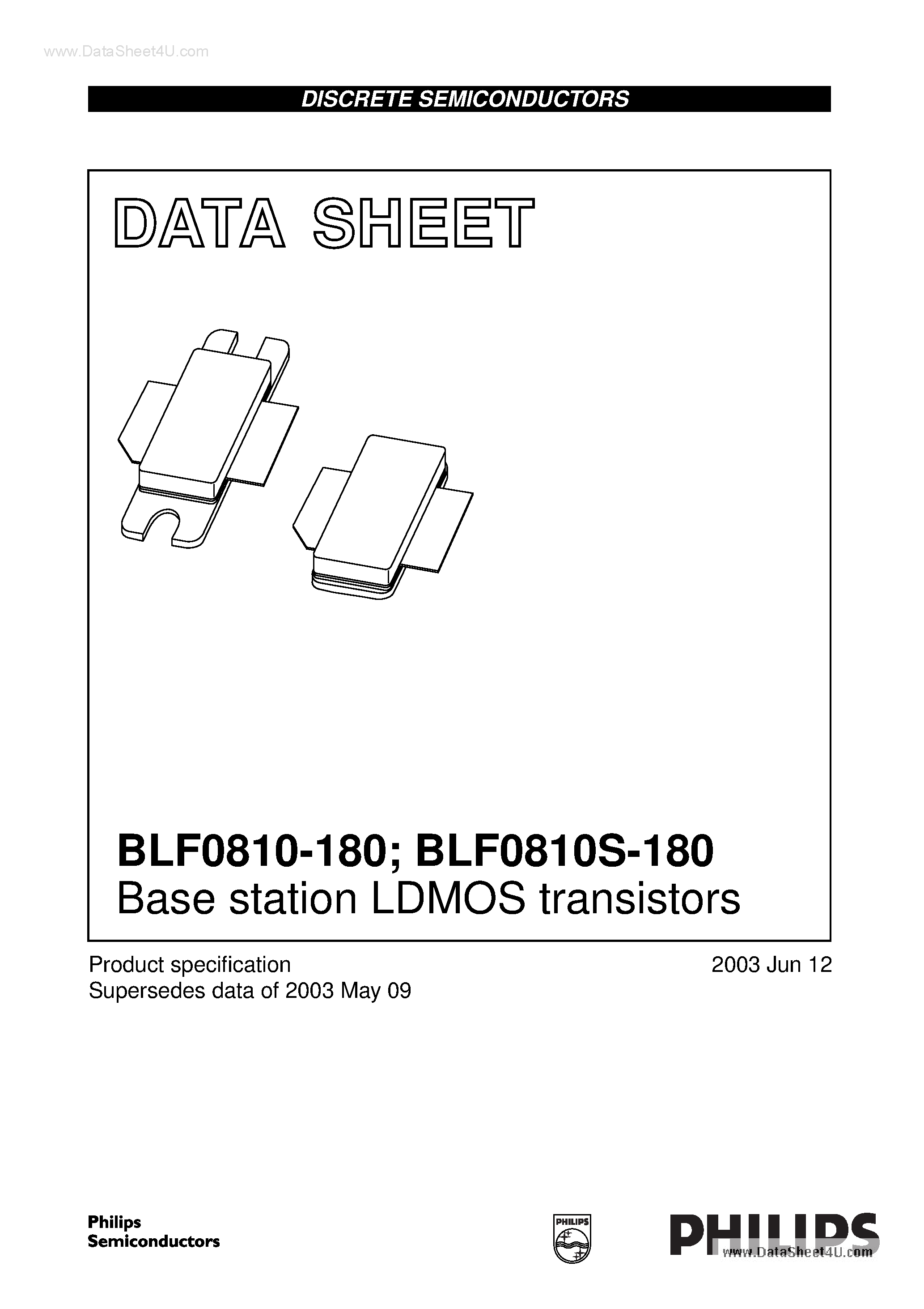 Даташит BLF0810-180 - Base station LDMOS transistors страница 1