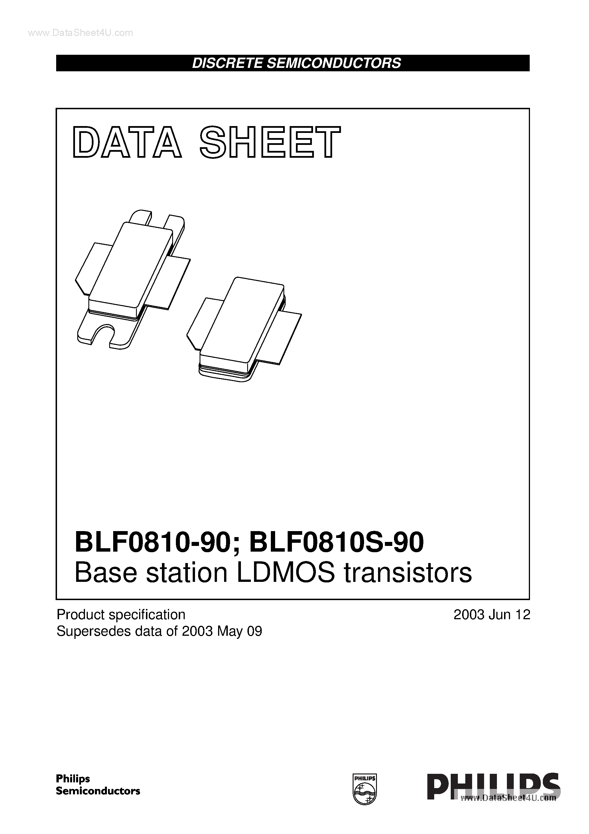 Даташит BLF0810-90 - Base station LDMOS transistors страница 1