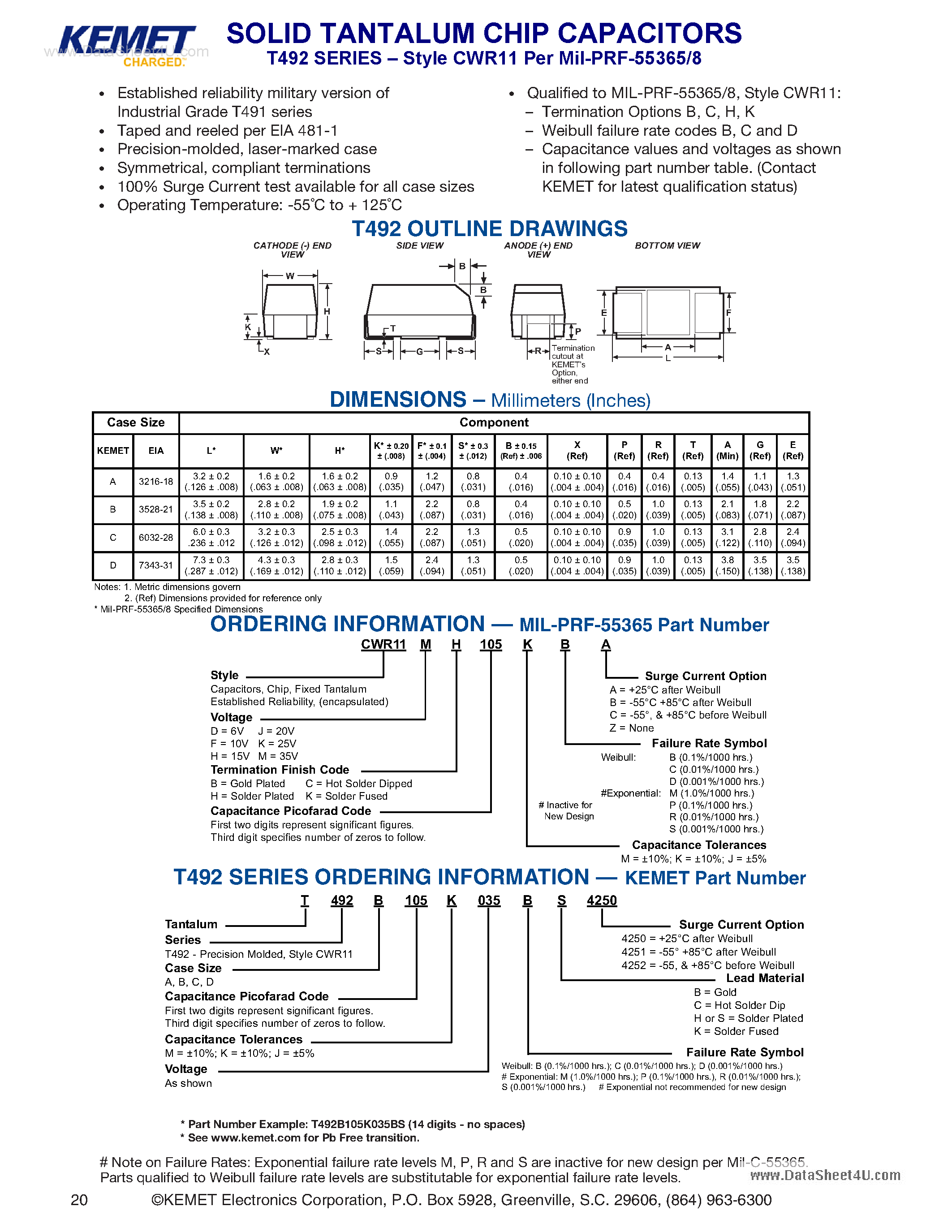 Datasheet CWR11xxxxxxx page 1 Datasheet CWR11xxxxxxx - Tantalum Surface Mount Capacitor page 1
