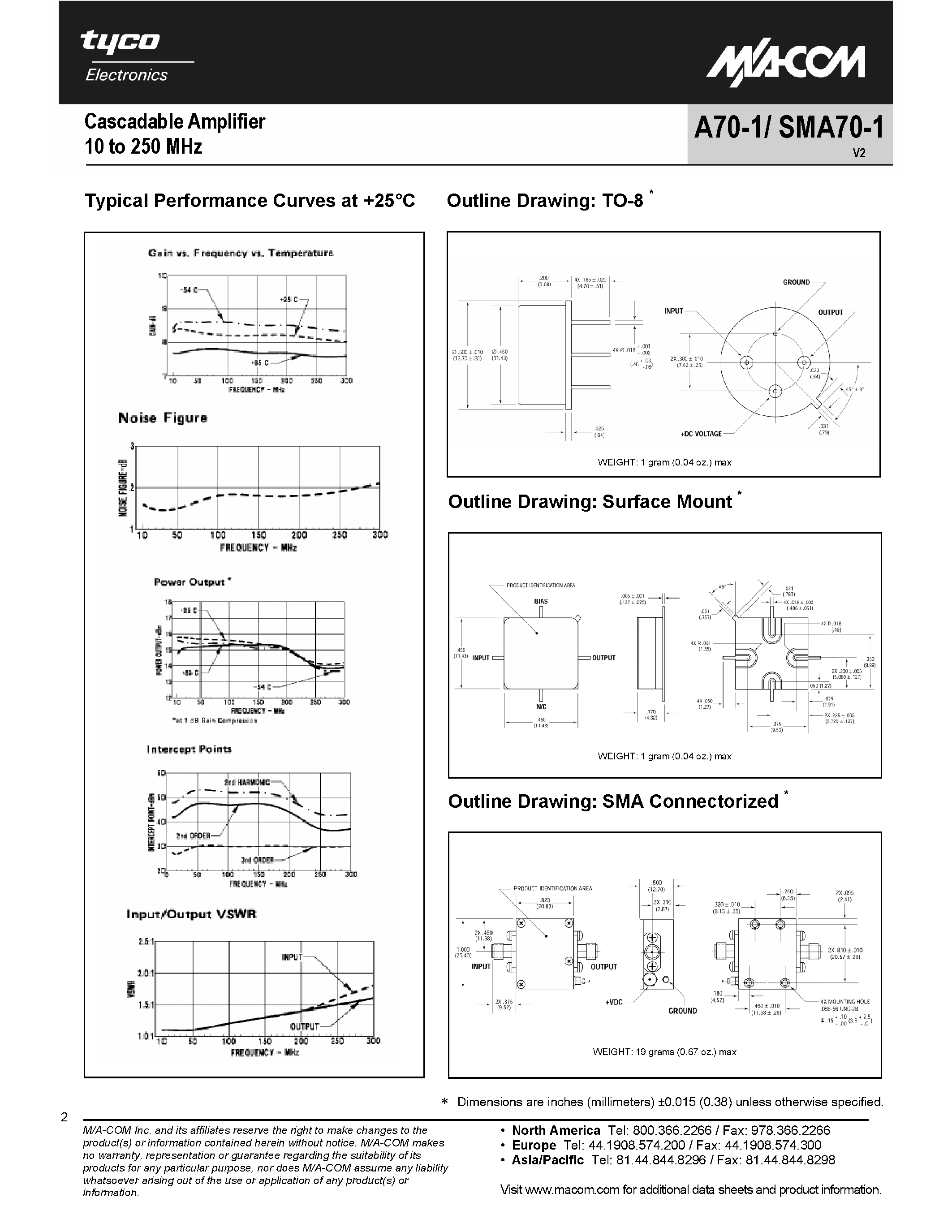 Даташит A70-1 - Cascadable Amplifier страница 2