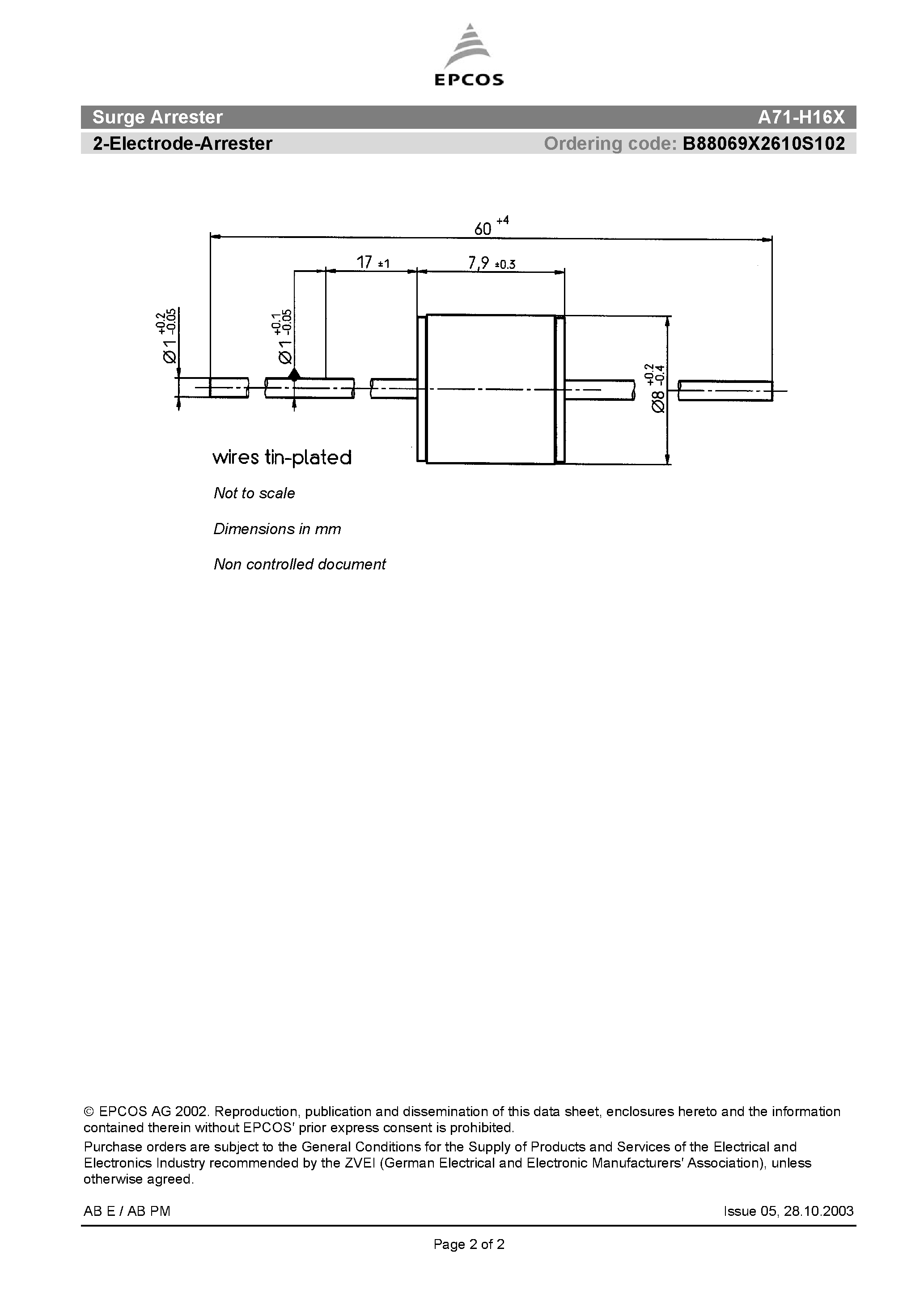 Datasheet A71-H16X - 2-Electrode-Arrester page 2