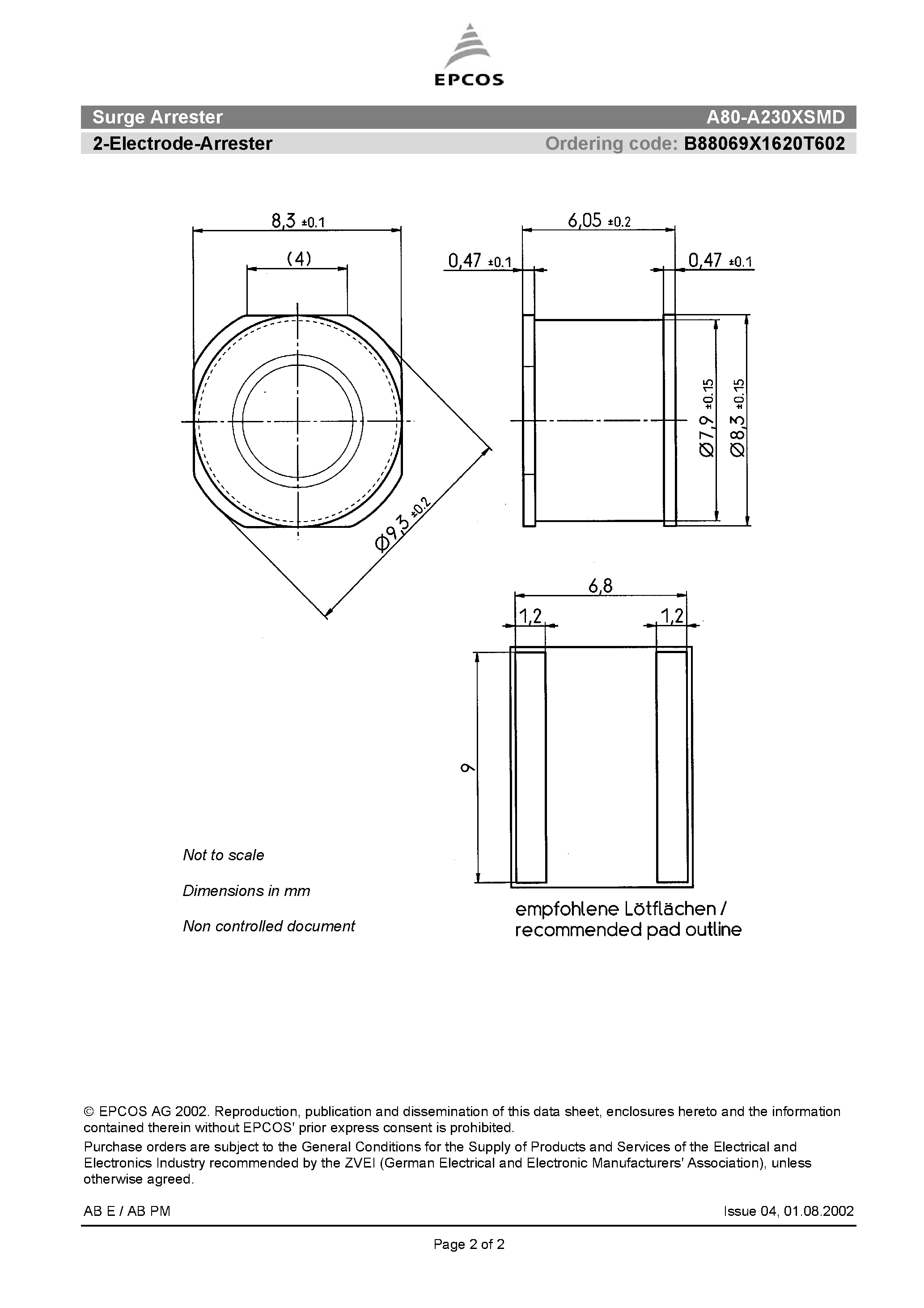 Datasheet A80-A230XSMD - 2-Electrode-Arrester page 2