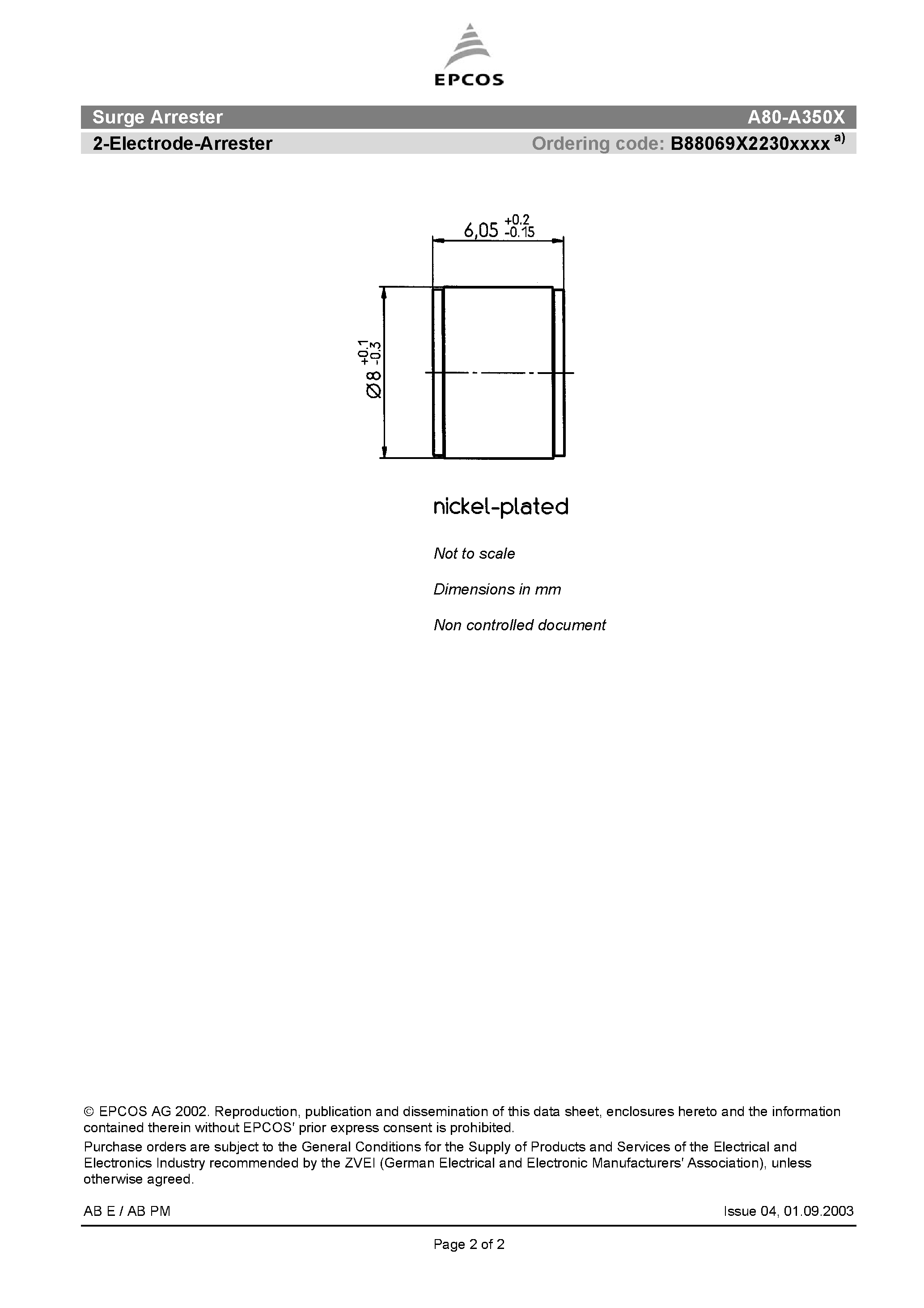 Datasheet A80-A350X - 2-Electrode-Arrester page 2