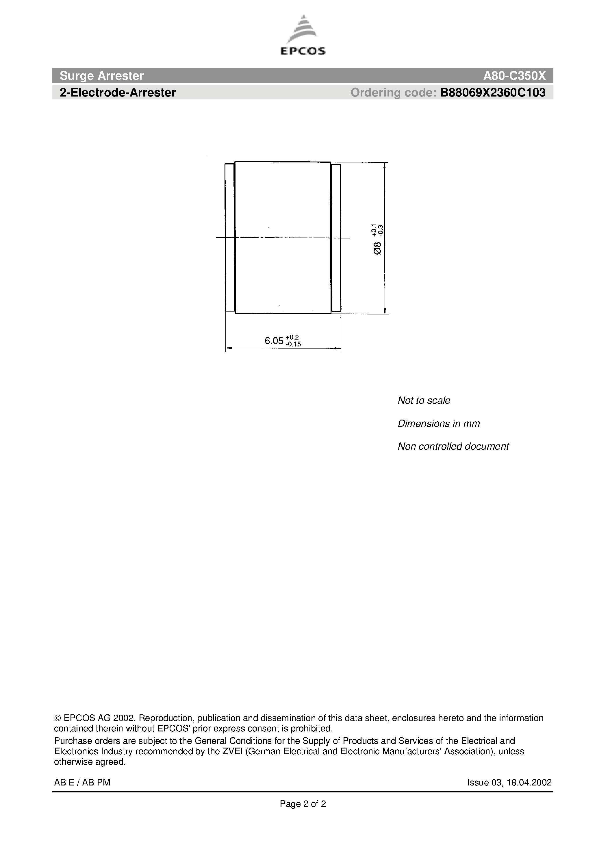 Datasheet A80-C350X - 2-Electrode-Arrester page 2