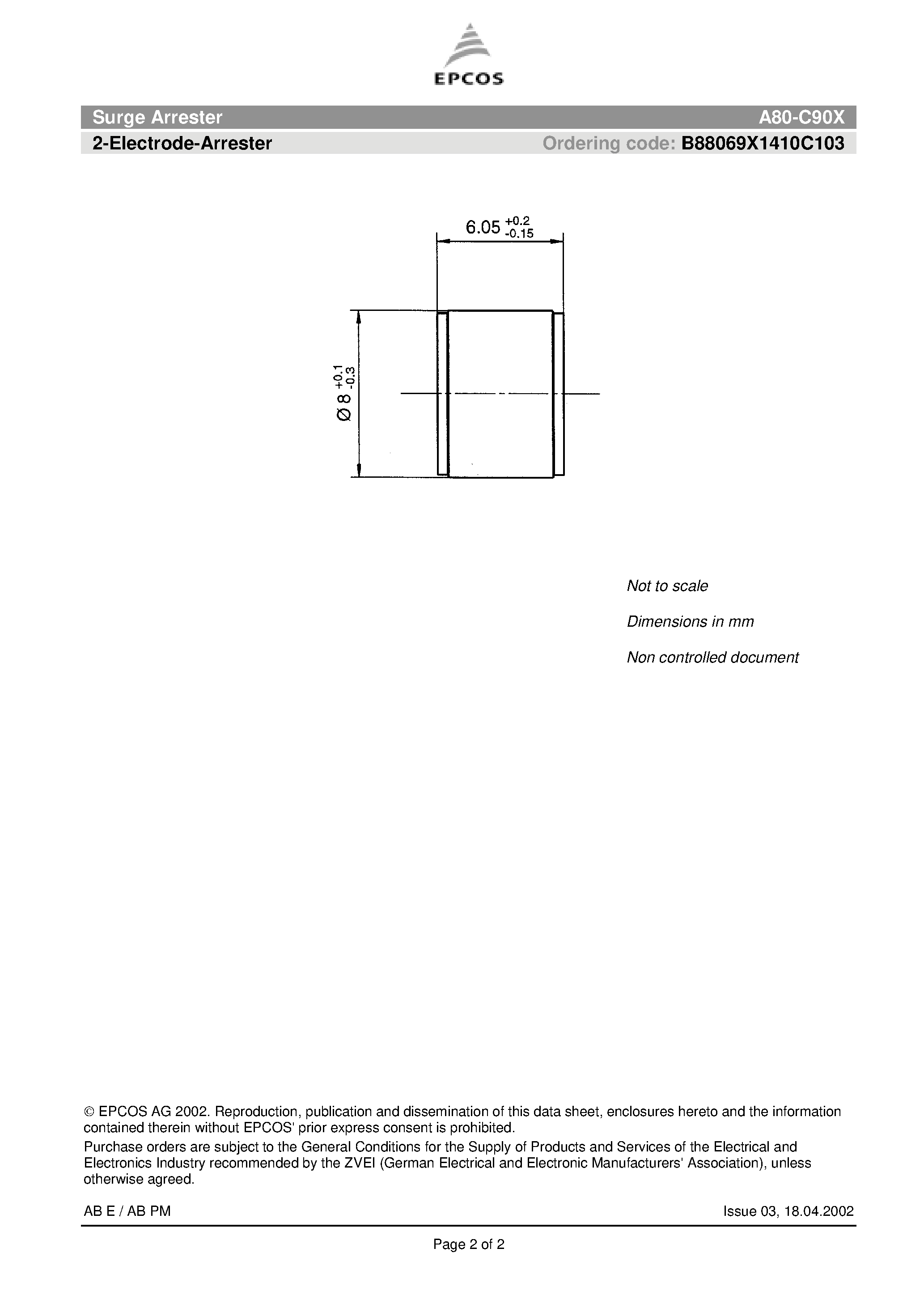 Datasheet A80-C90X - 2-Electrode-Arrester page 2