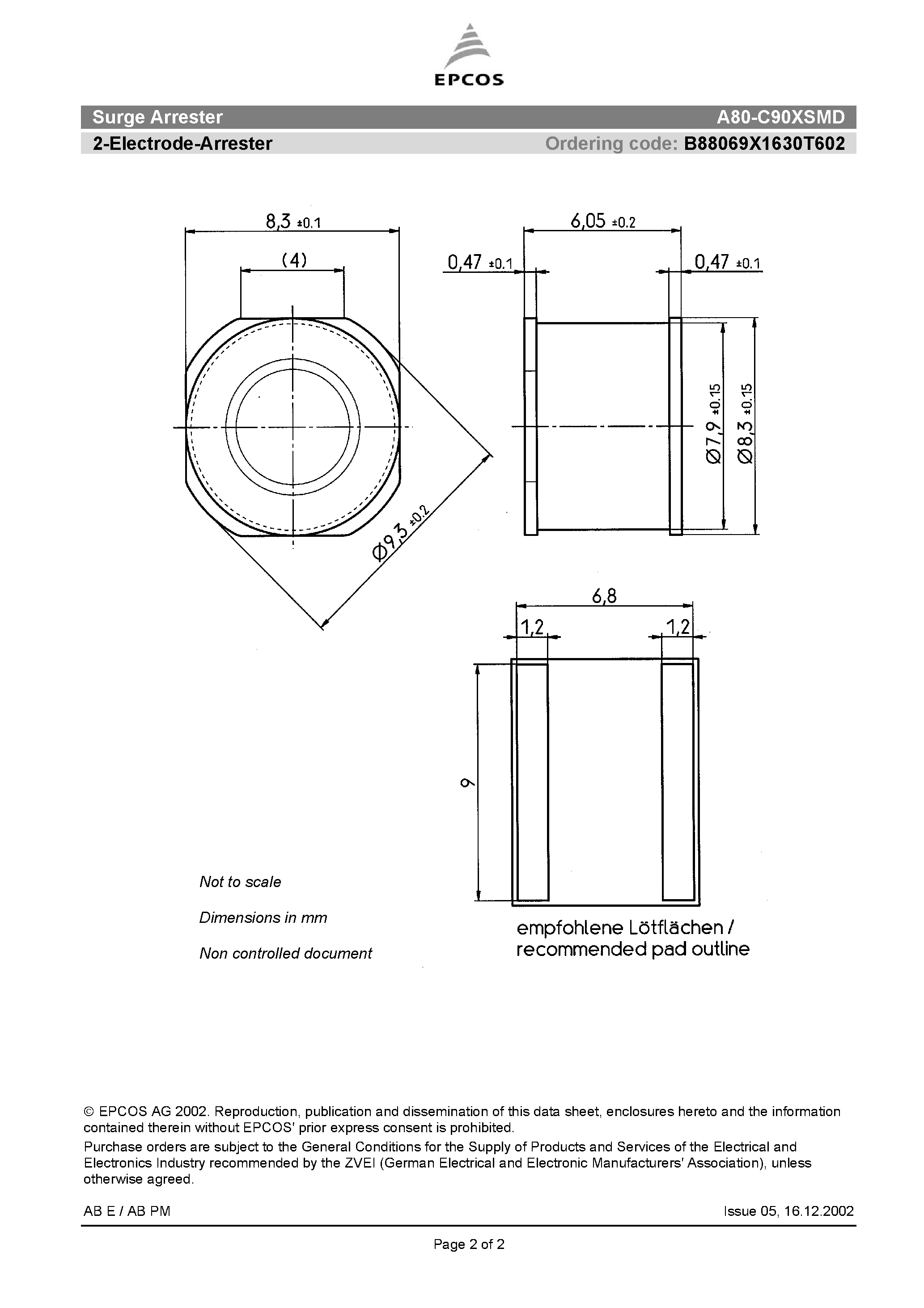 Datasheet A80-C90XSMD - 2-Electrode-Arrester page 2