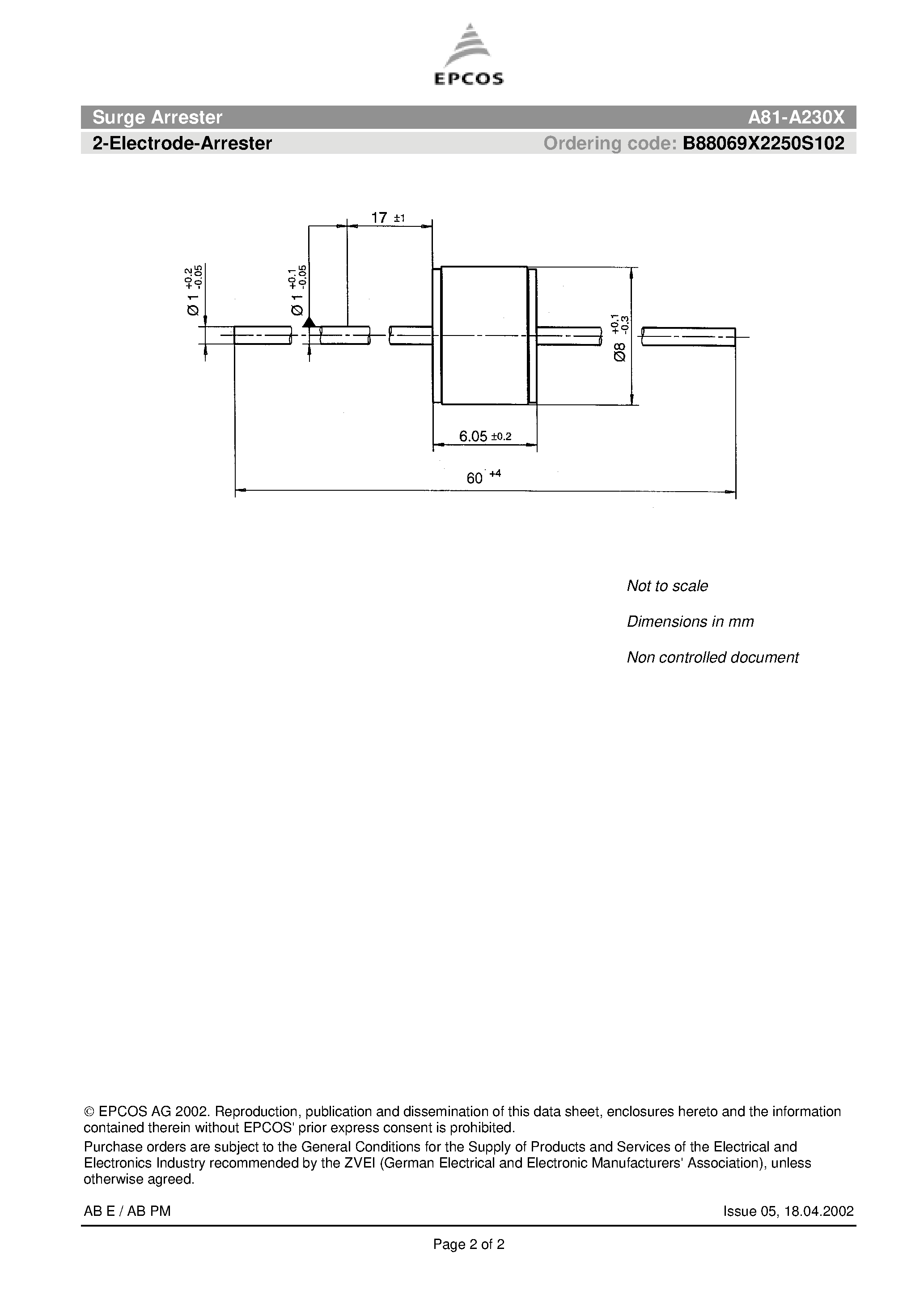 Datasheet A81-A230X - 2-Electrode-Arrester page 2