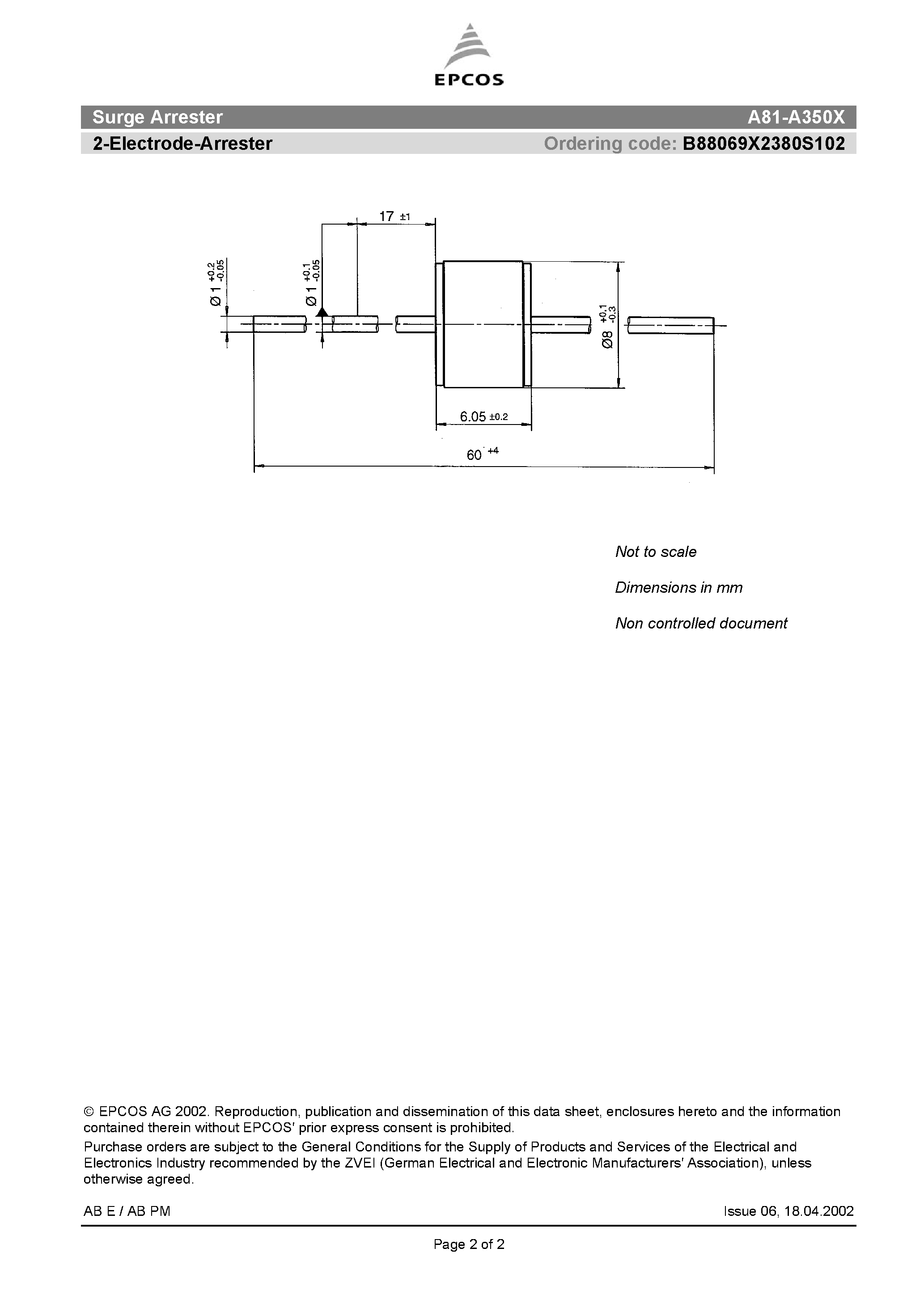 Datasheet A81-A350X - 2-Electrode-Arrester page 2