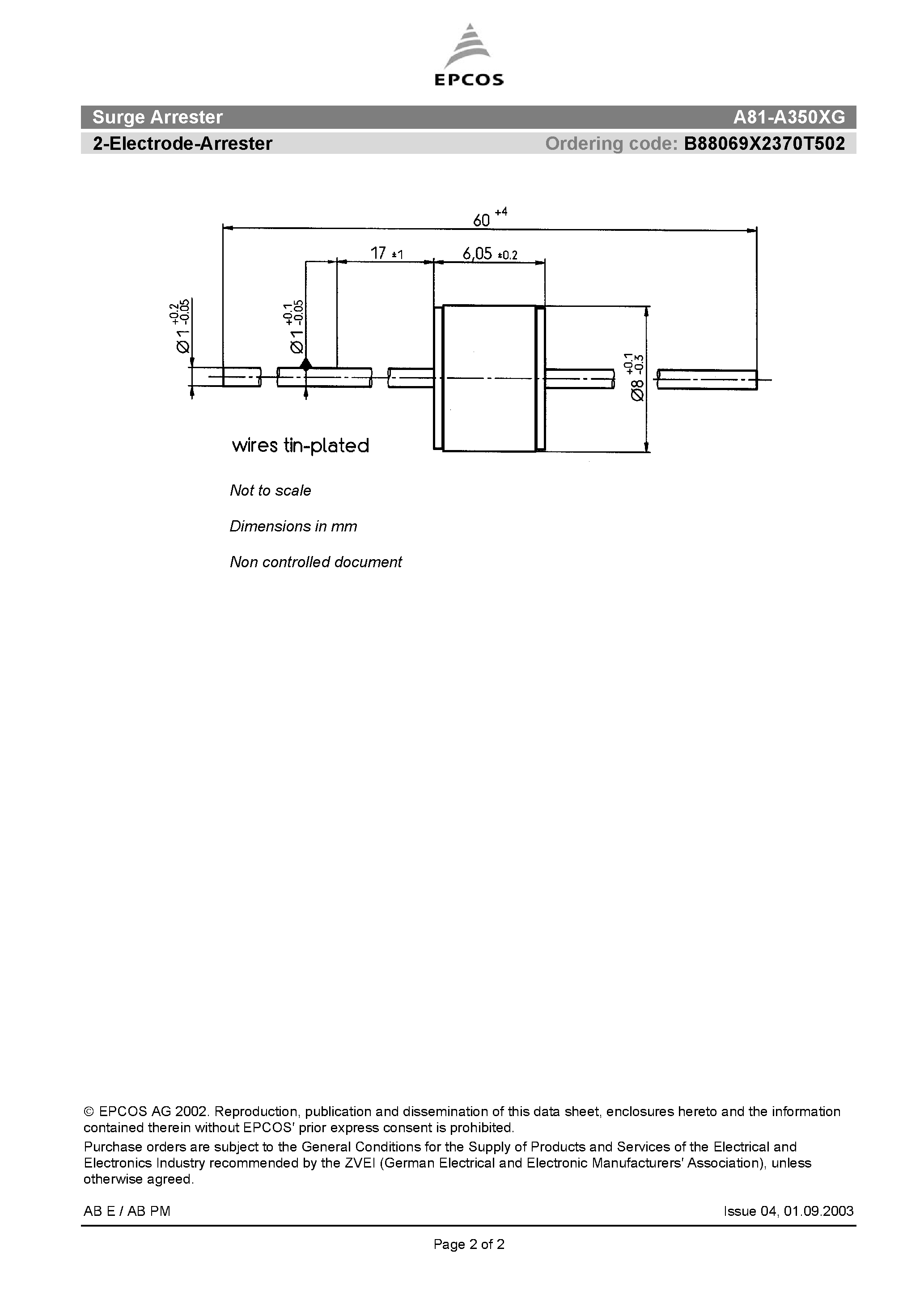 Datasheet A81-A350XG - 2-Electrode-Arrester page 2