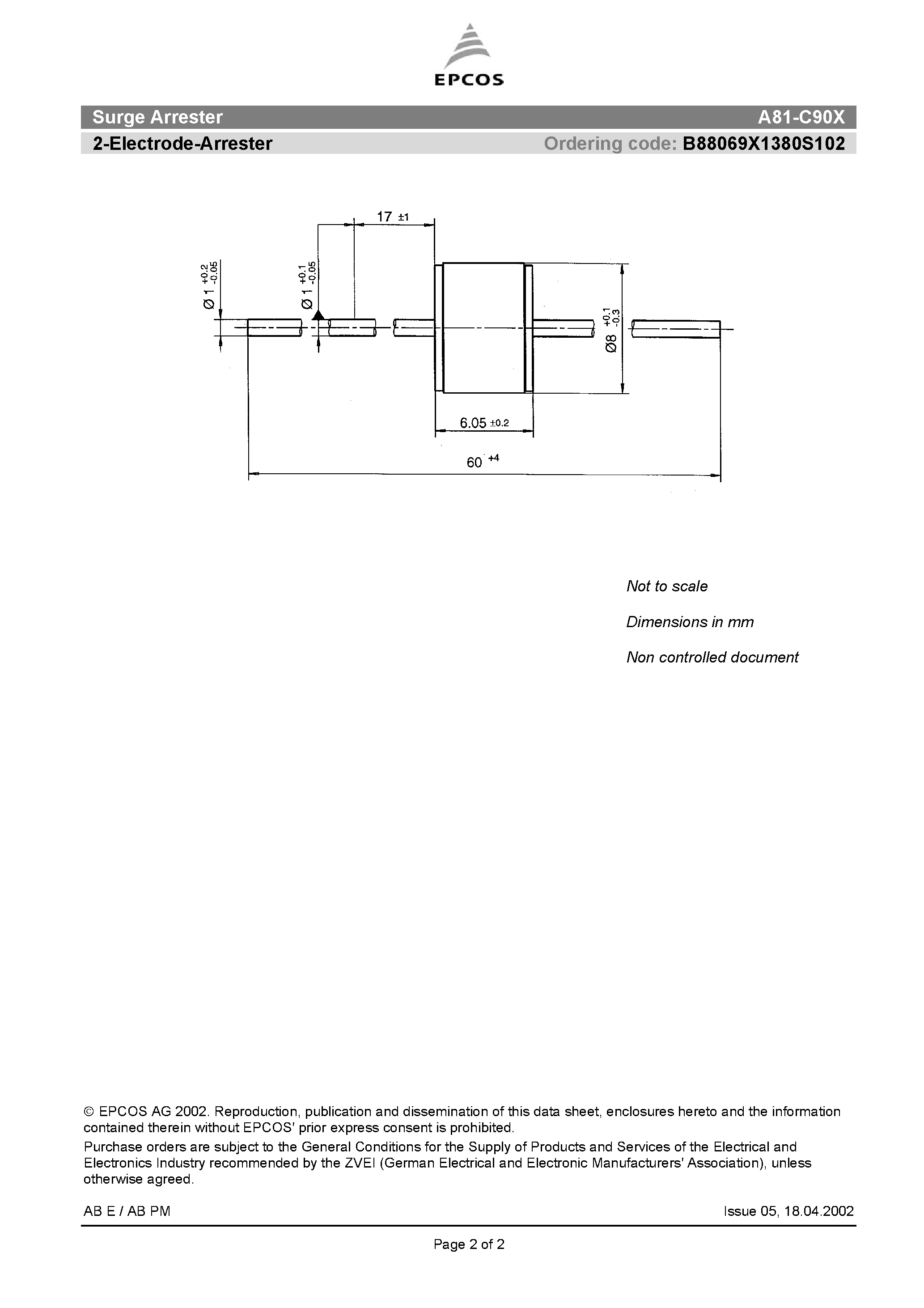 Datasheet A81-C90X - 2-Electrode-Arrester page 2