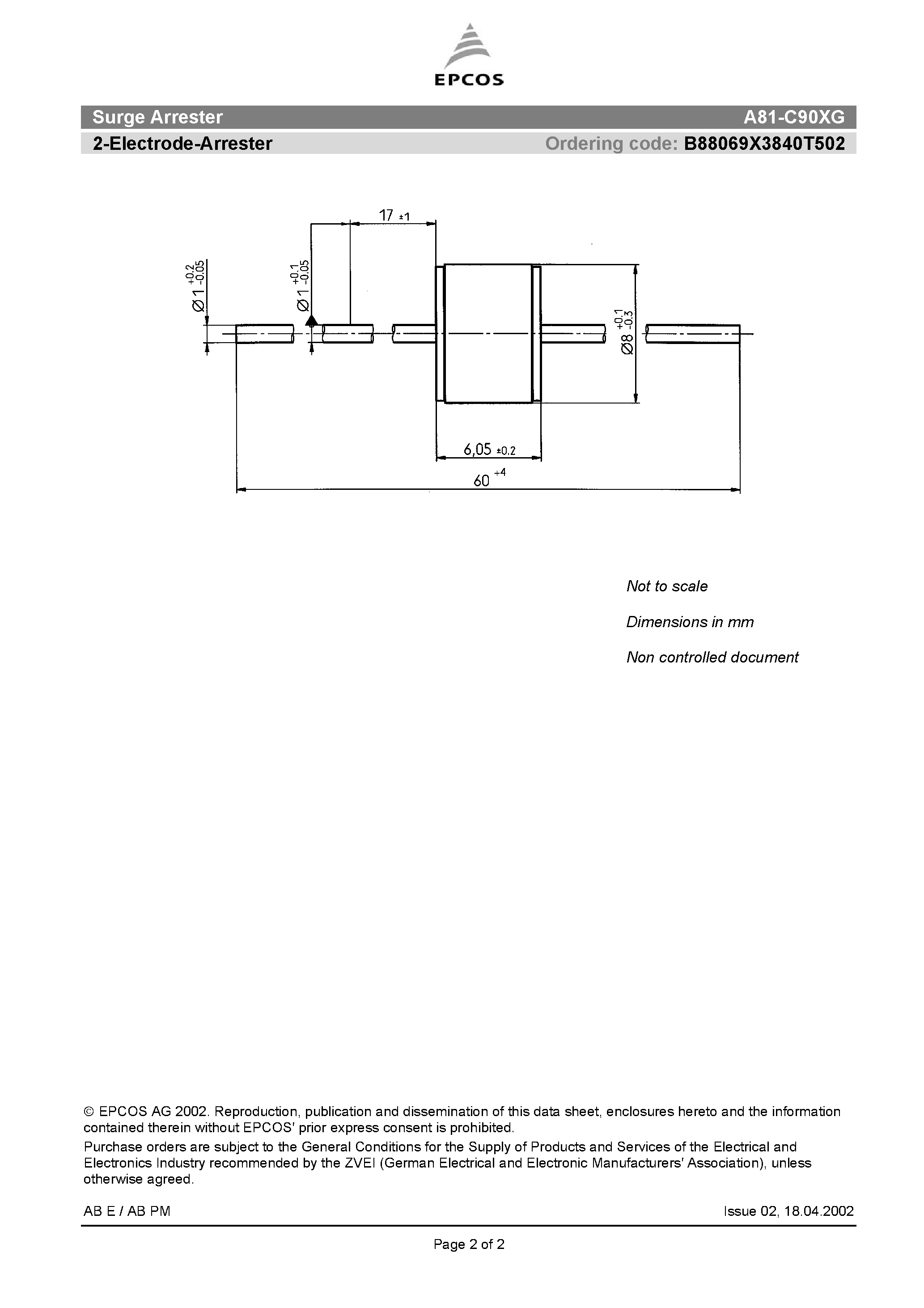 Datasheet A81-C90XG - 2-Electrode-Arrester page 2