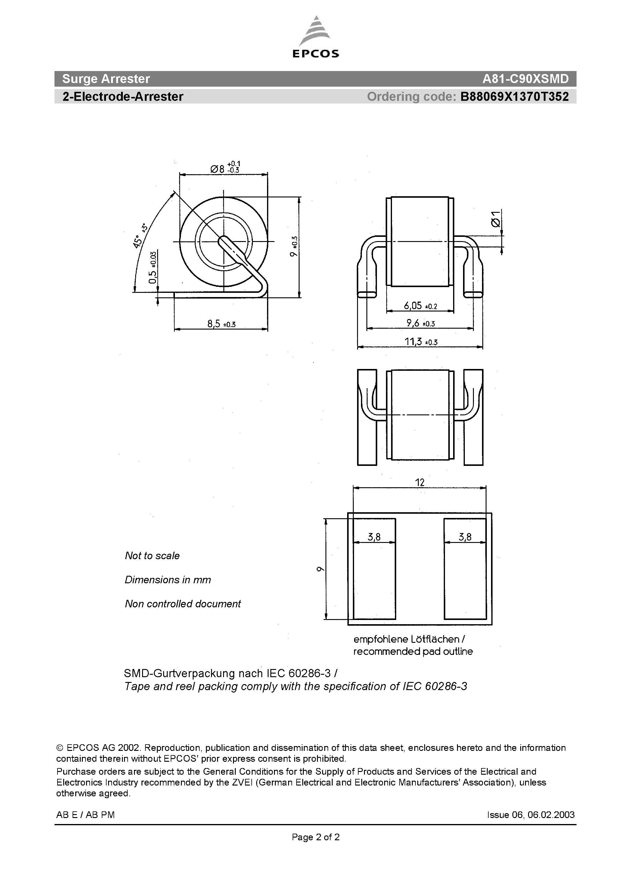 Datasheet A81-C90XSMD - 2-Electrode-Arrester page 2