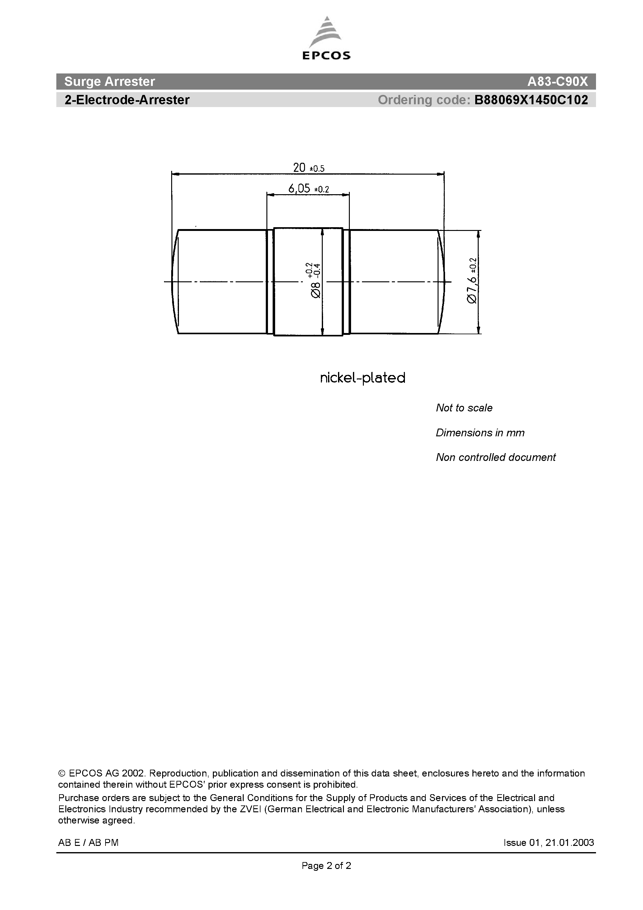 Datasheet A83-C90X - 2-Electrode-Arrester page 2