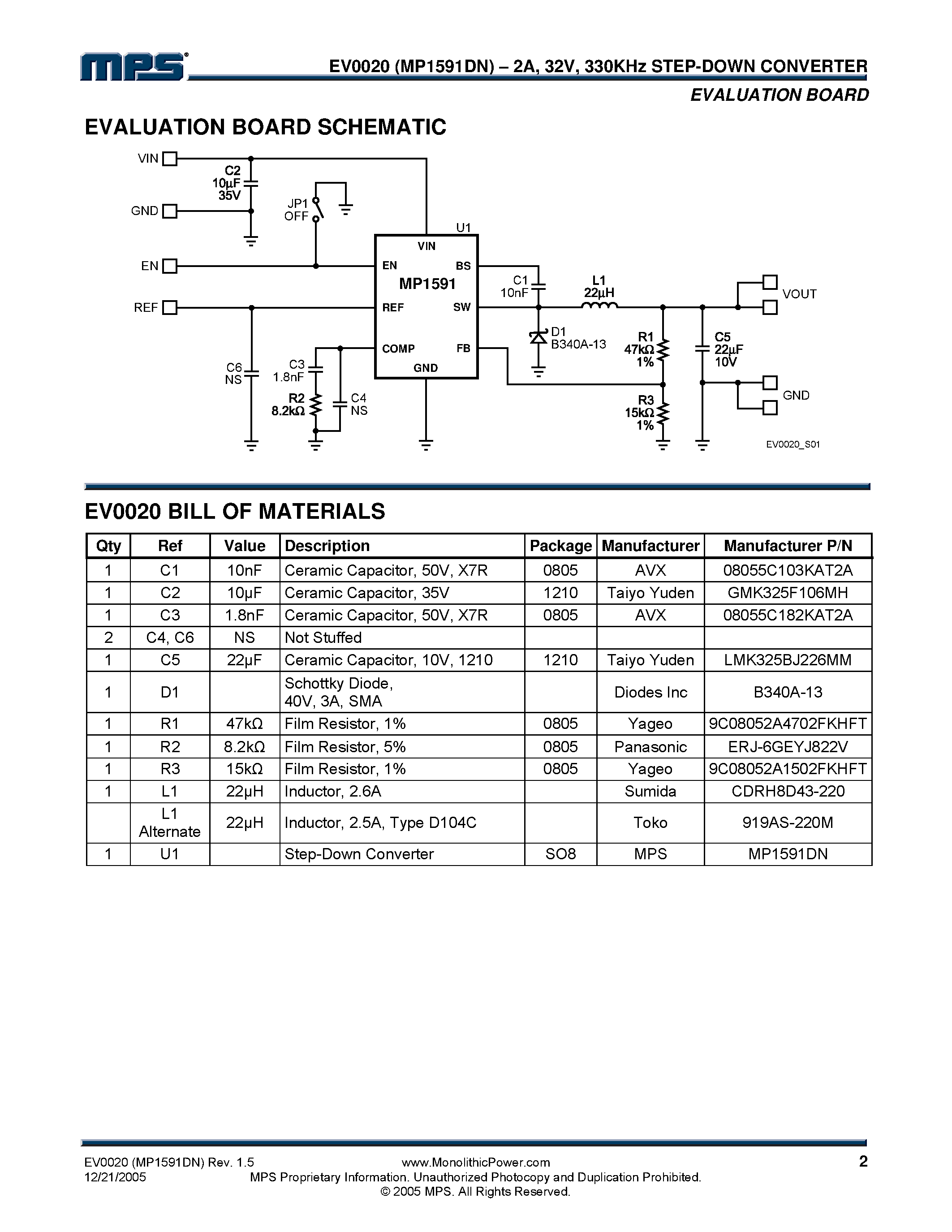 Даташит на микросхему EV0020 страница 2 Даташит EV0020 - 330KHz Step-Down Converter страница 2