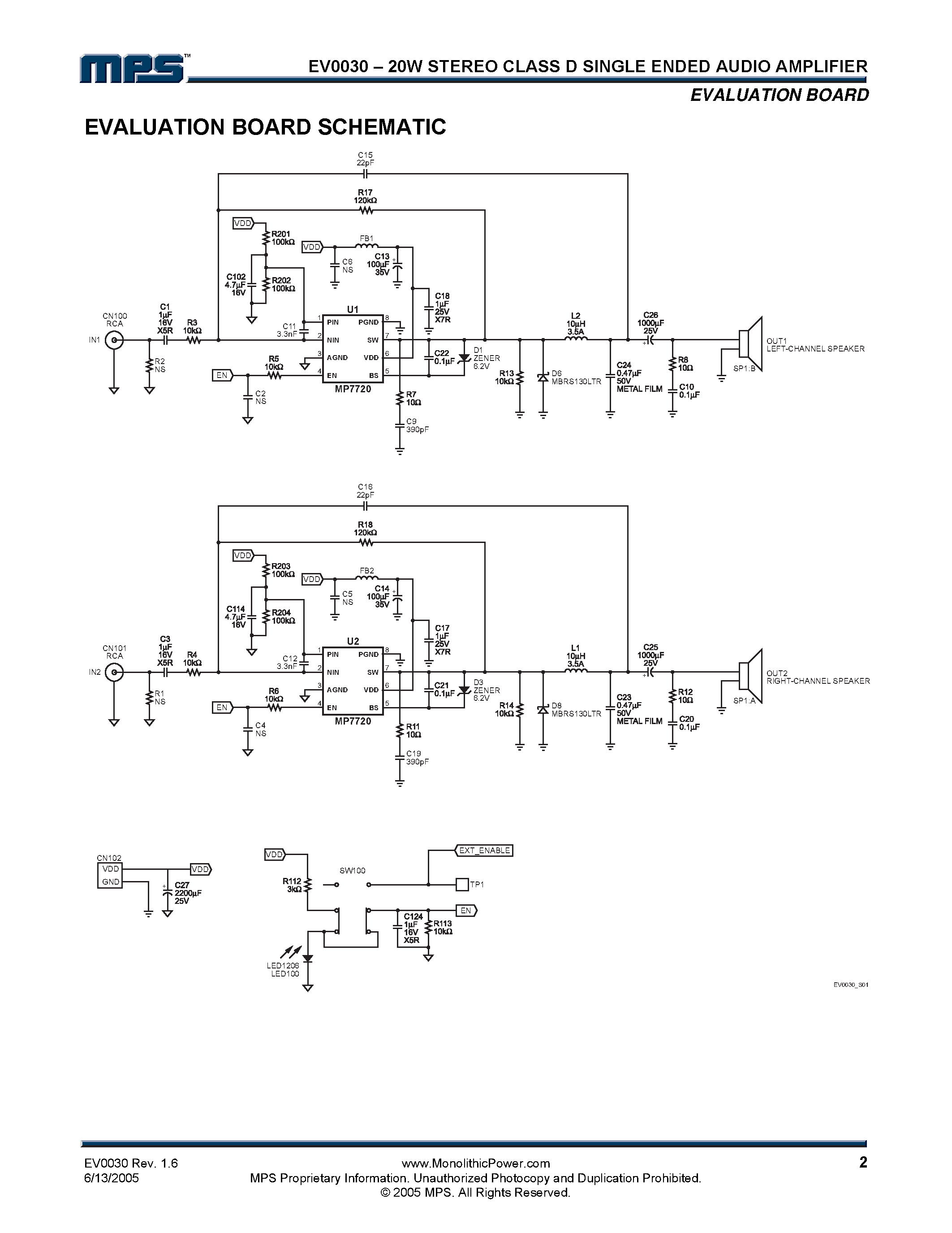 Даташит на микросхему EV0030 страница 2 Даташит EV0030 - 20W Stereo Class D Single Ended Audio Amplifier страница 2