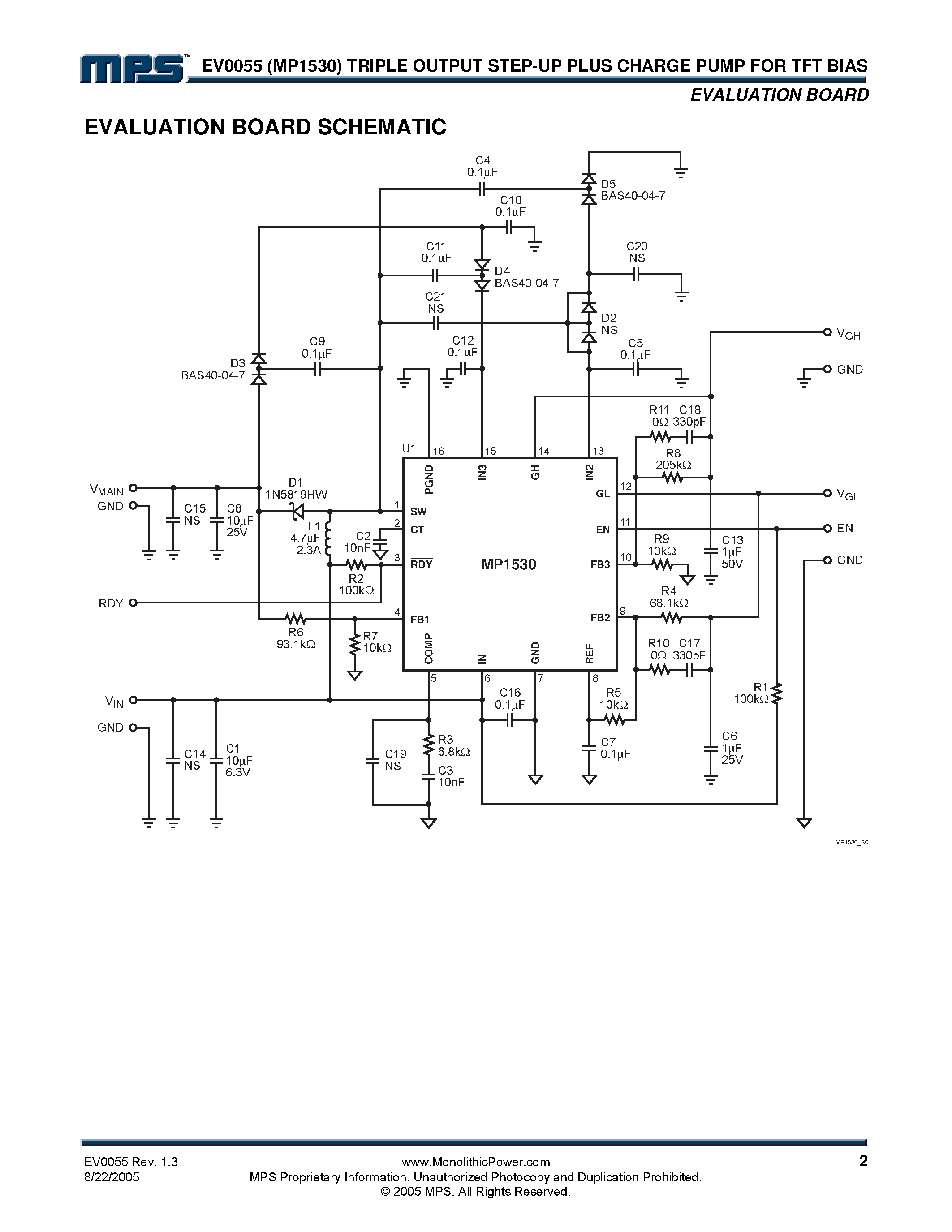Даташит на микросхему EV0055 страница 2 Даташит EV0055 - Triple Output Step-Up Plus Charge Pump страница 2