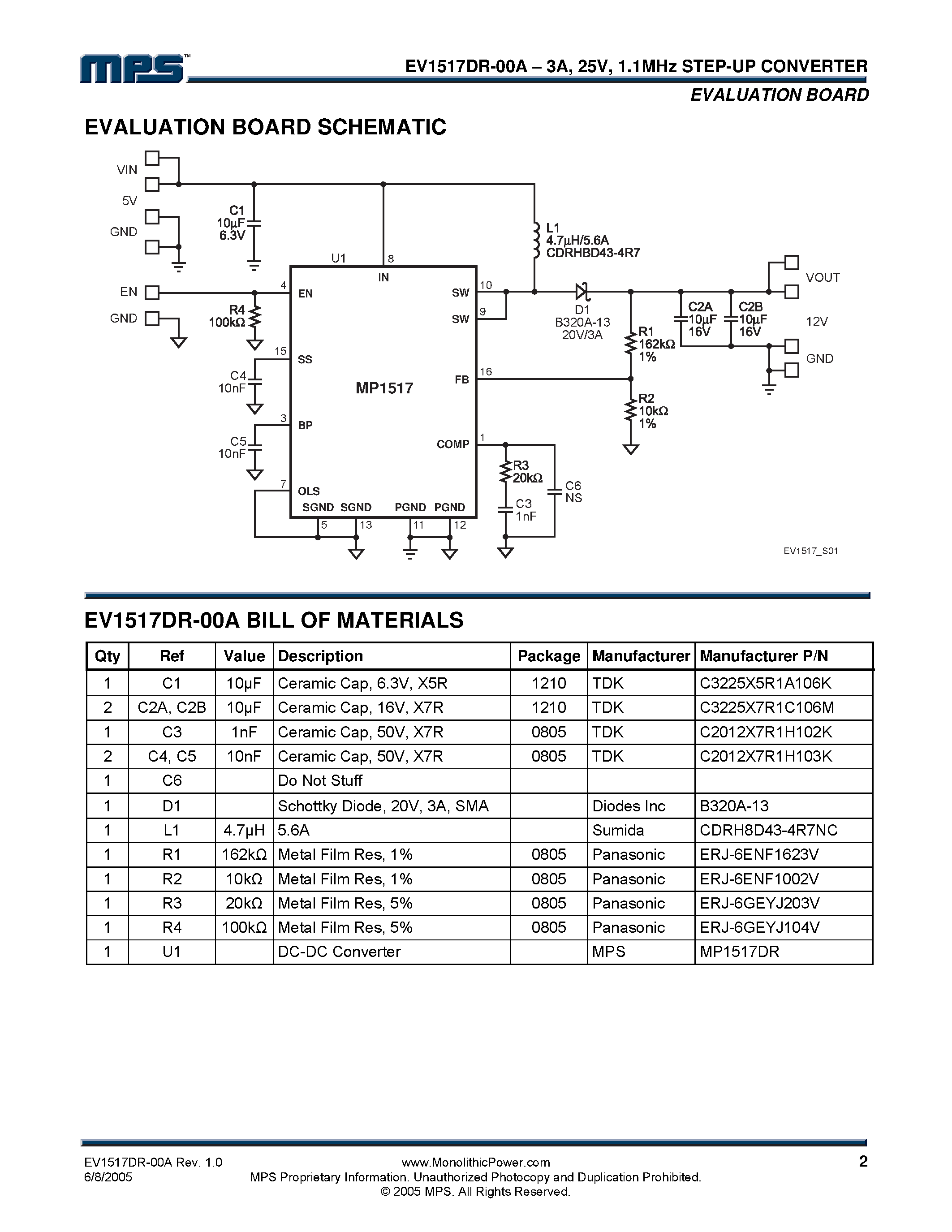 Даташит на микросхему EV1517DR-00A страница 2 Даташит EV1517DR-00A - Step-Up Converter страница 2