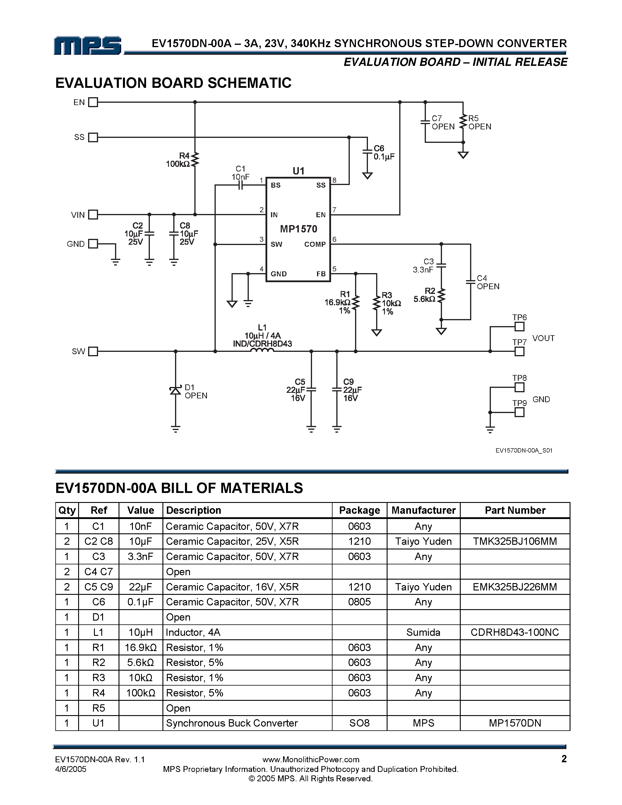 Даташит на микросхему EV1570DN-00A страница 2 Даташит EV1570DN-00A - 340KHz Synchronous Step-Down Converter страница 2
