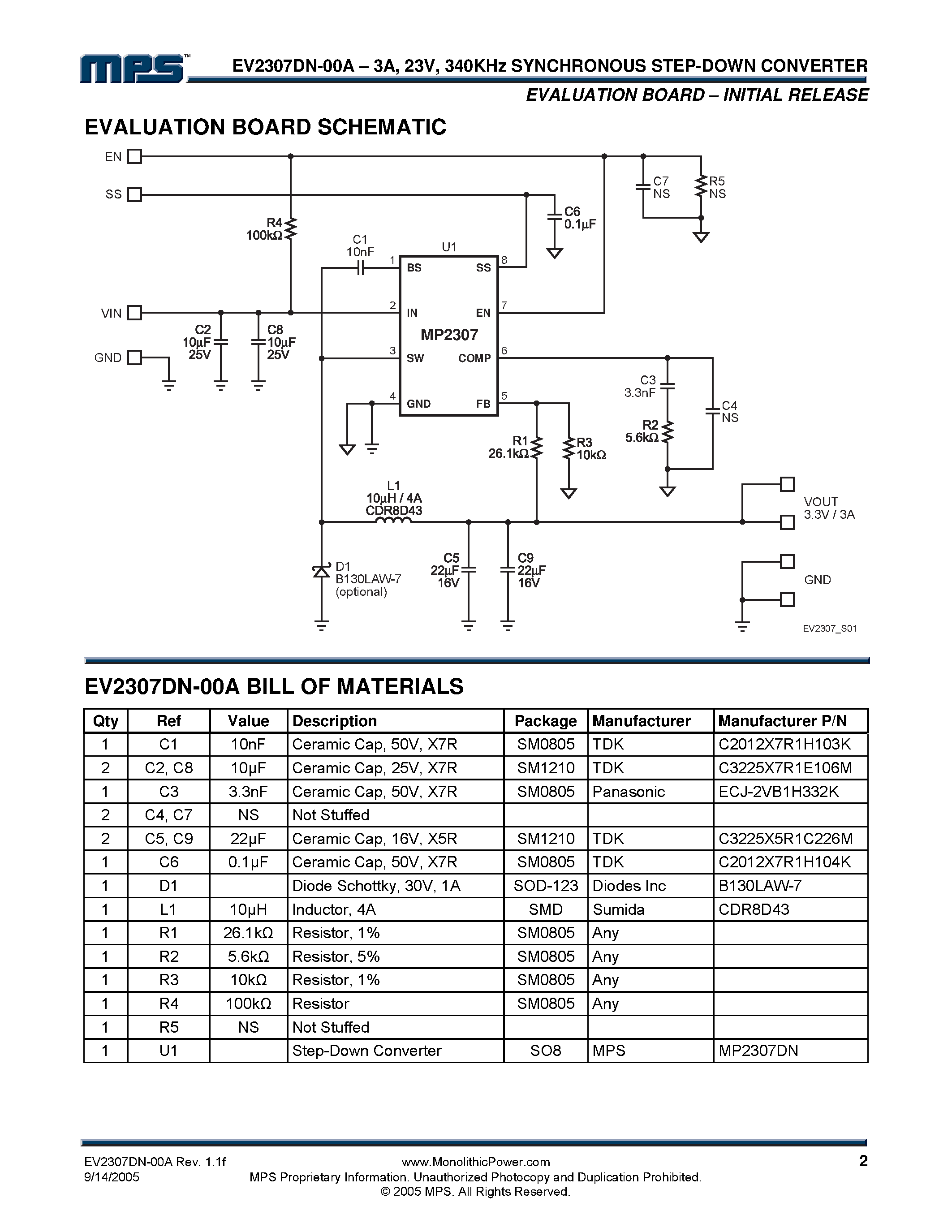 Даташит EV2307DN-00A - 340KHz Synchronous Step-Down Converter страница 2