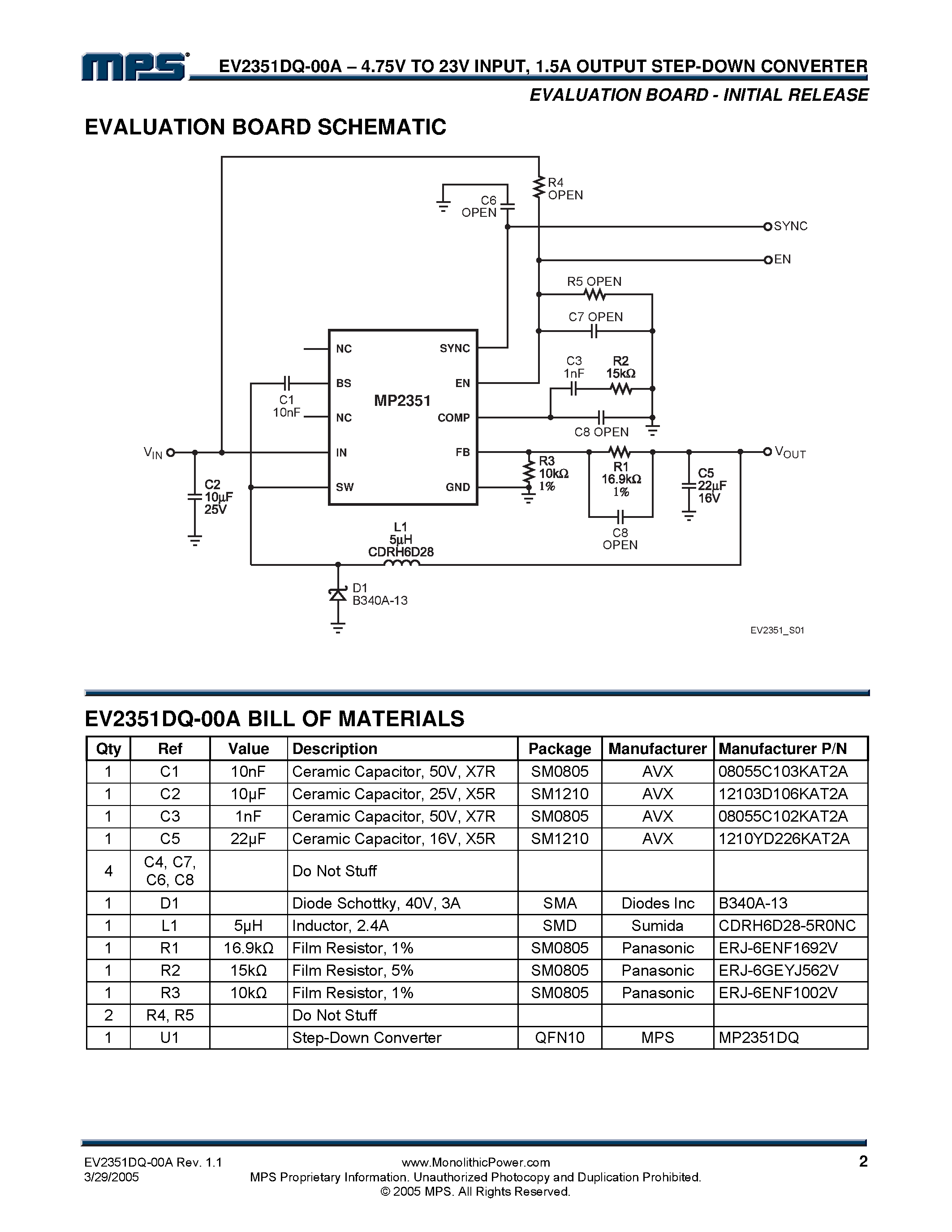 Даташит на микросхему EV2351DQ-00A страница 2 Даташит EV2351DQ-00A - 1.5A Output Step-Down DC/DC Converter страница 2