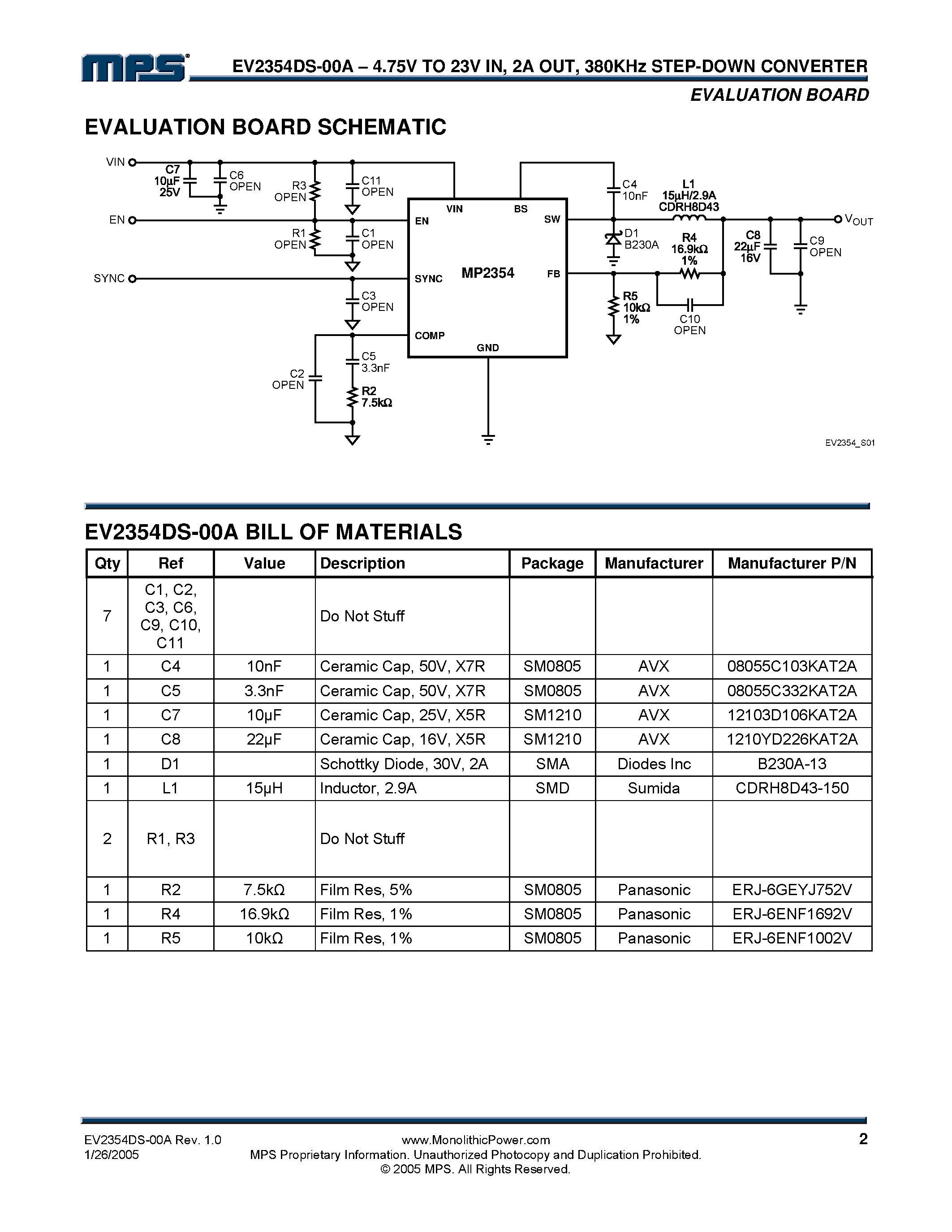 Даташит на микросхему EV2354DS-00A страница 2 Даташит EV2354DS-00A - 380KHz Step-Down DC/DC Converter страница 2