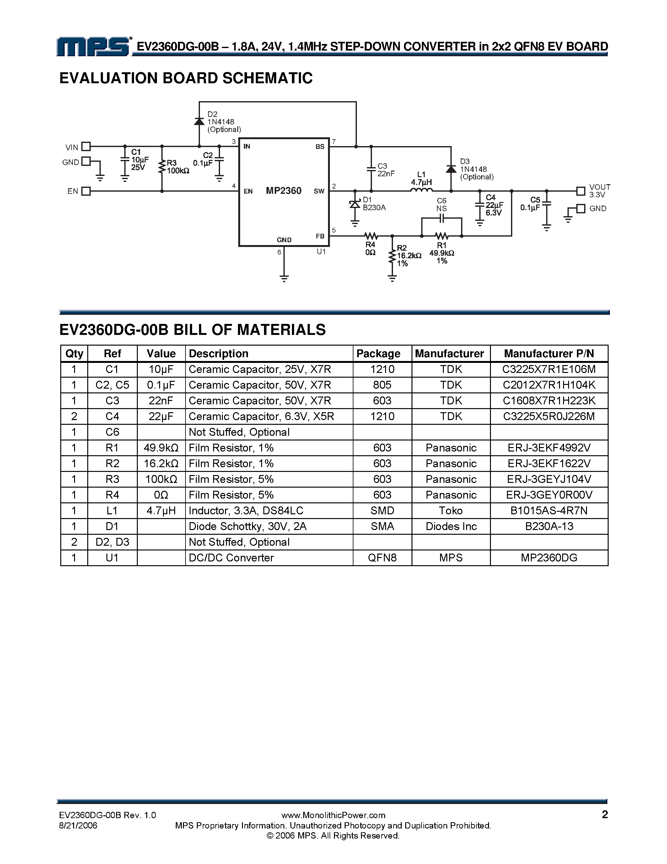 Даташит на микросхему EV2360DG-00B страница 2 Даташит EV2360DG-00B - 1.4MHz Step-Down Converter страница 2