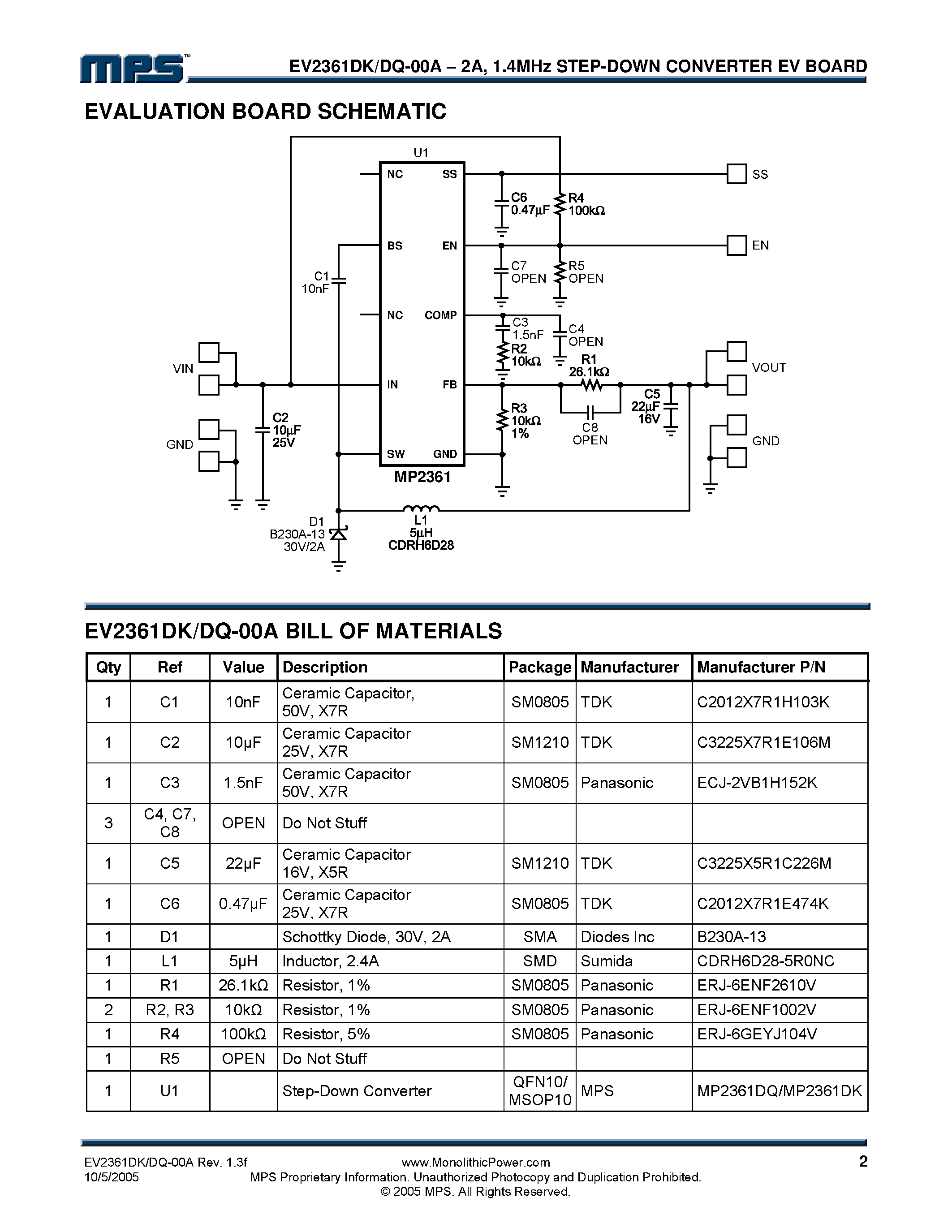 Даташит на микросхему EV2361DK-00A страница 2 Даташит EV2361DK-00A - 1.4MHz Step-Down Converter Evaluation Board страница 2
