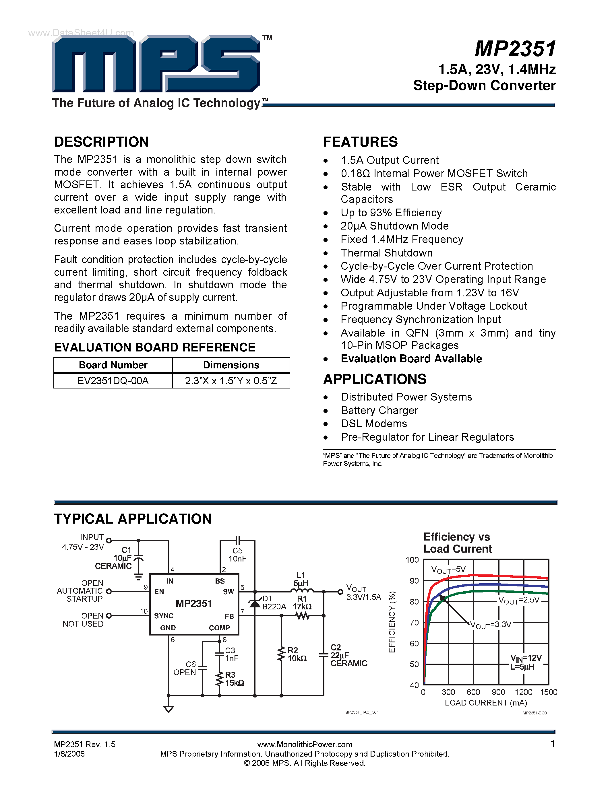 Datasheet MP2351 - 1.4MHz Step-Down Converter page 1