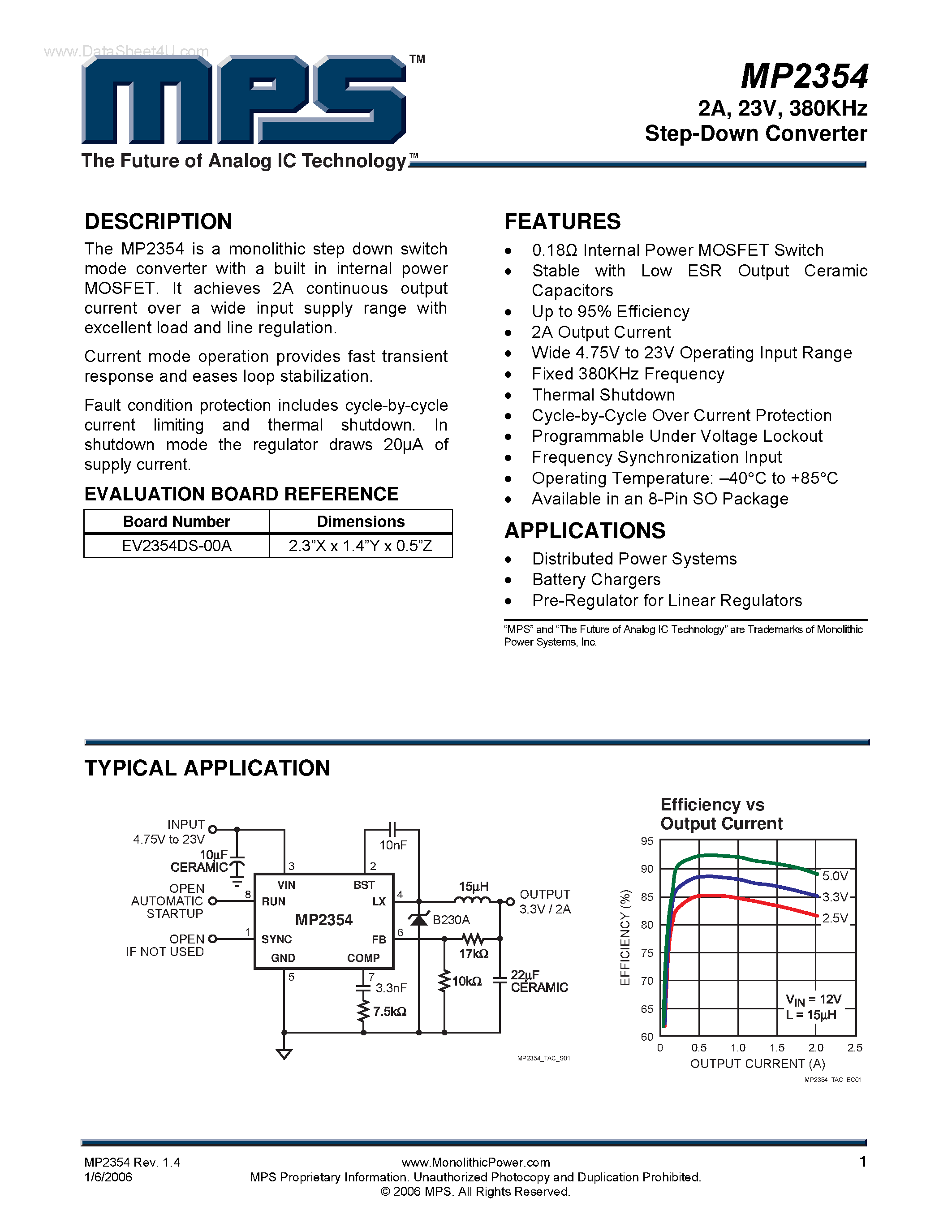 Datasheet MP2354 - 380KHz Step-Down Converter page 1