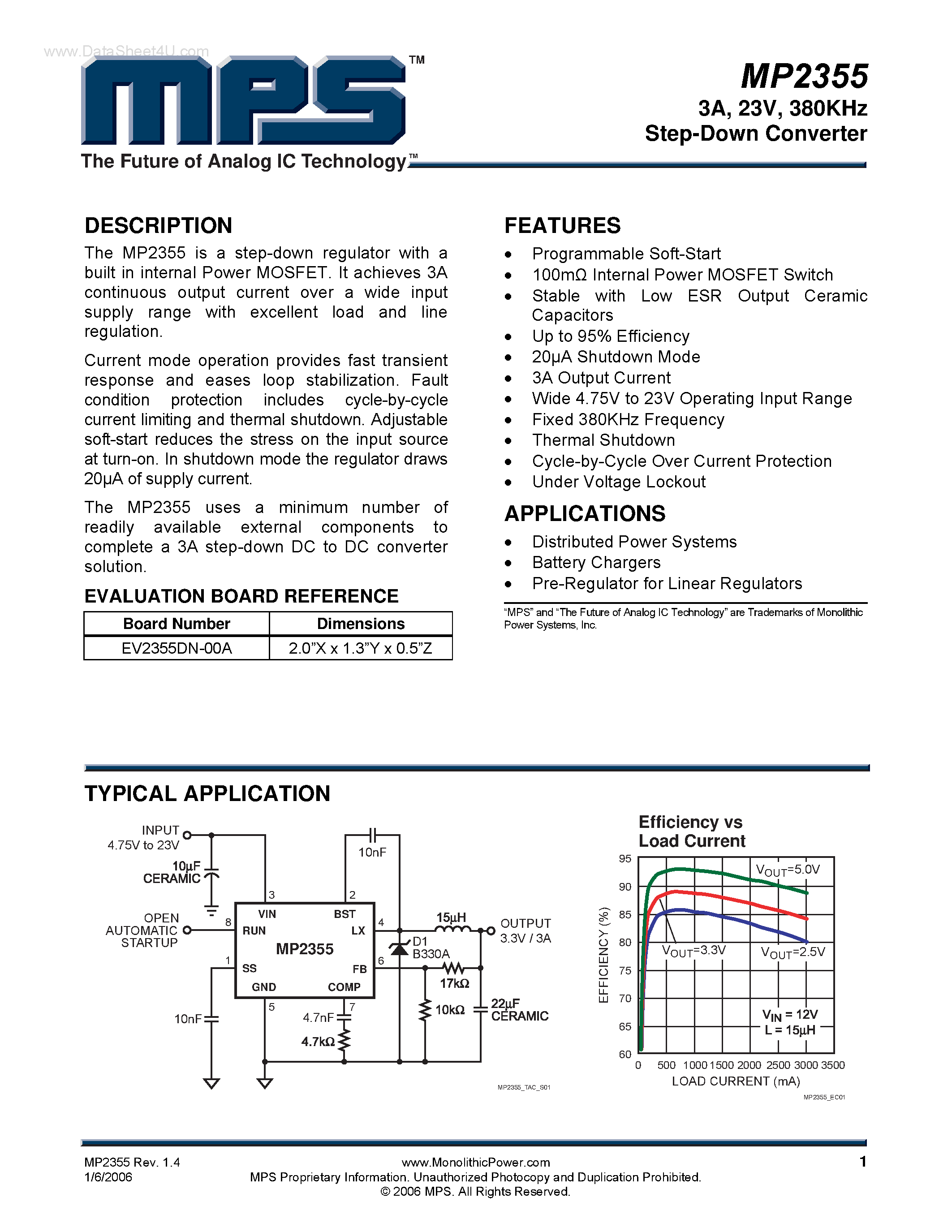 Datasheet MP2355 - 380KHz Step-Down Converter page 1