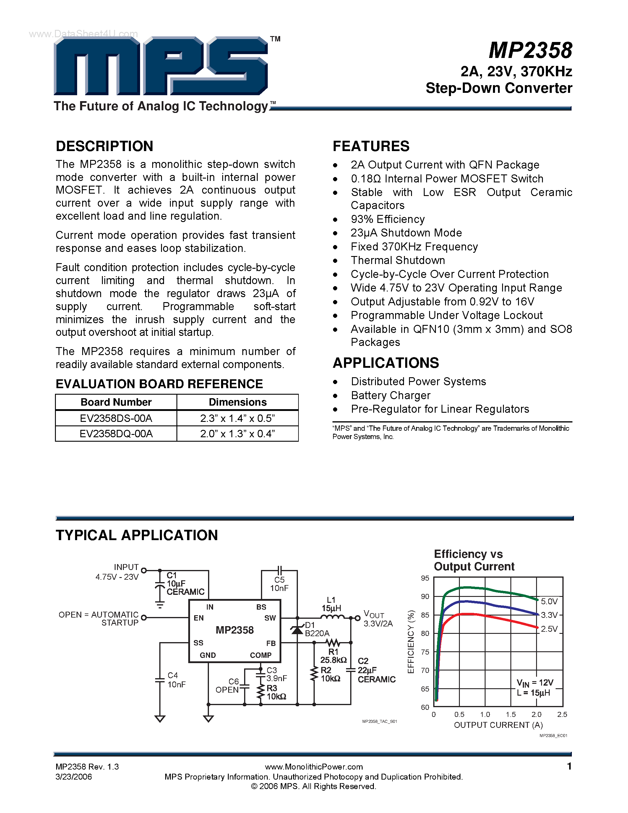 Datasheet MP2358 - 370KHz Step-Down Converter page 1