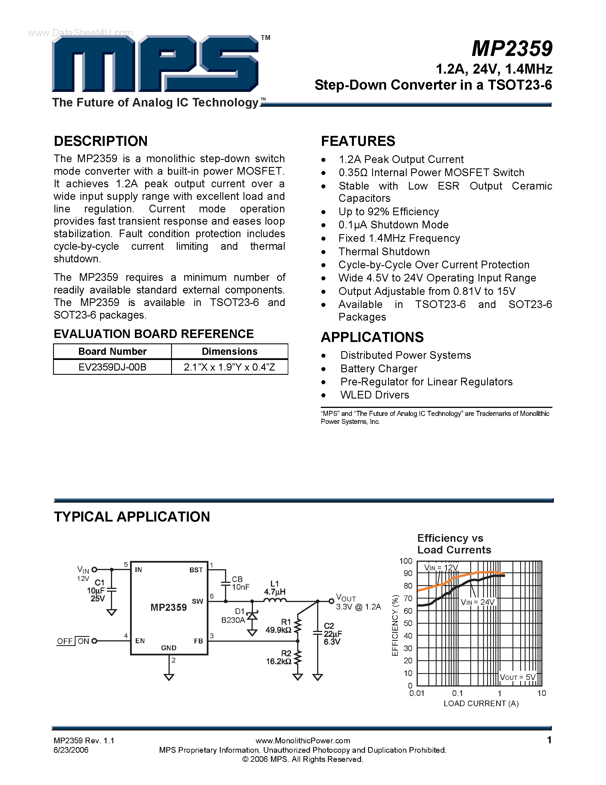 Datasheet MP2359 - 1.4MHz Step-Down Converter page 1