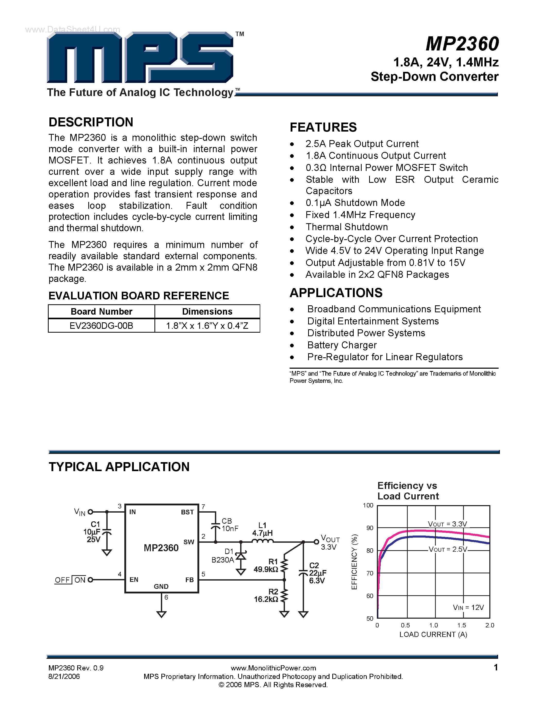 Datasheet MP2360 - 1.4MHz Step-Down Converter page 1