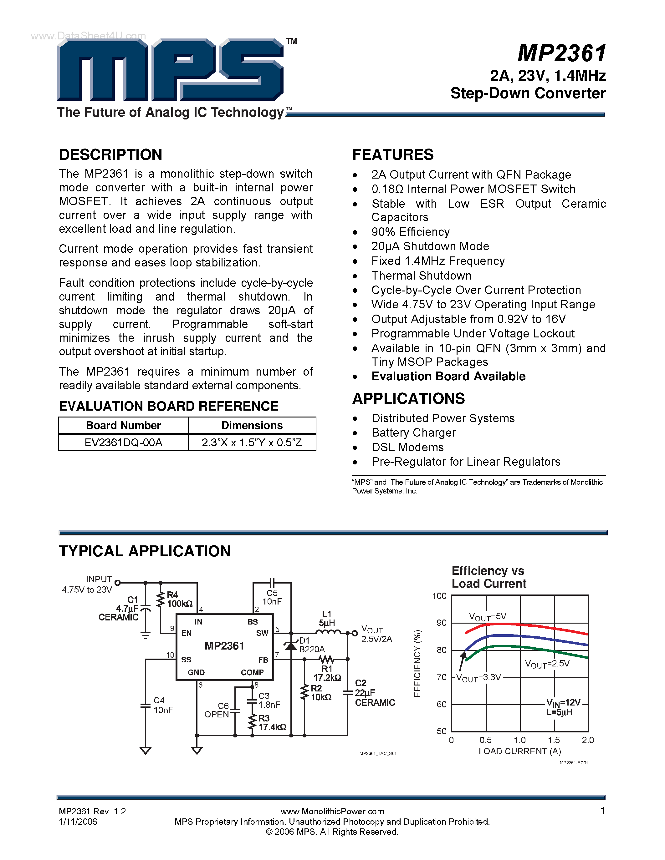 Datasheet MP2361 - 1.4MHz Step-Down Converter page 1