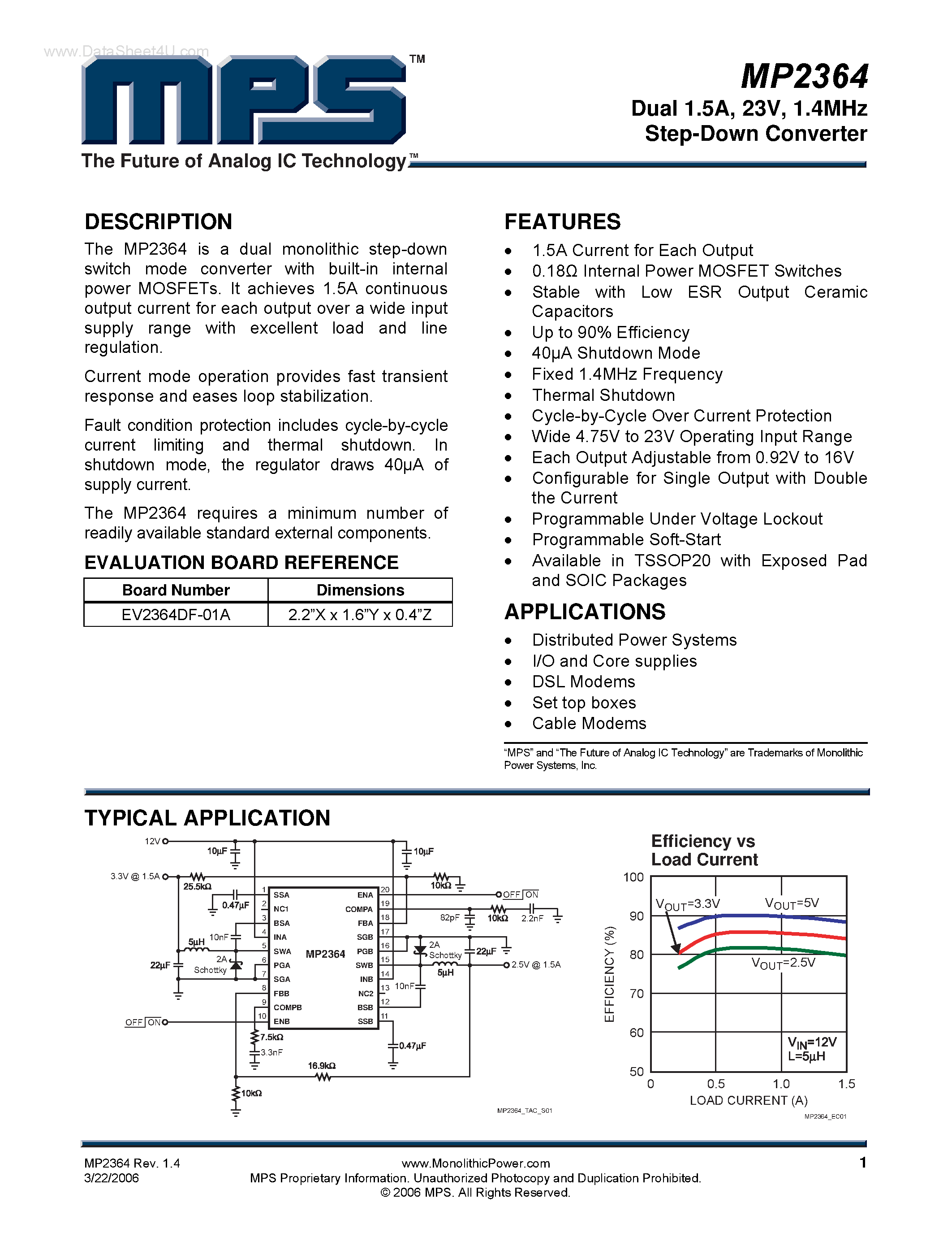 Datasheet MP2364 - 1.4MHz Step-Down Converter page 1