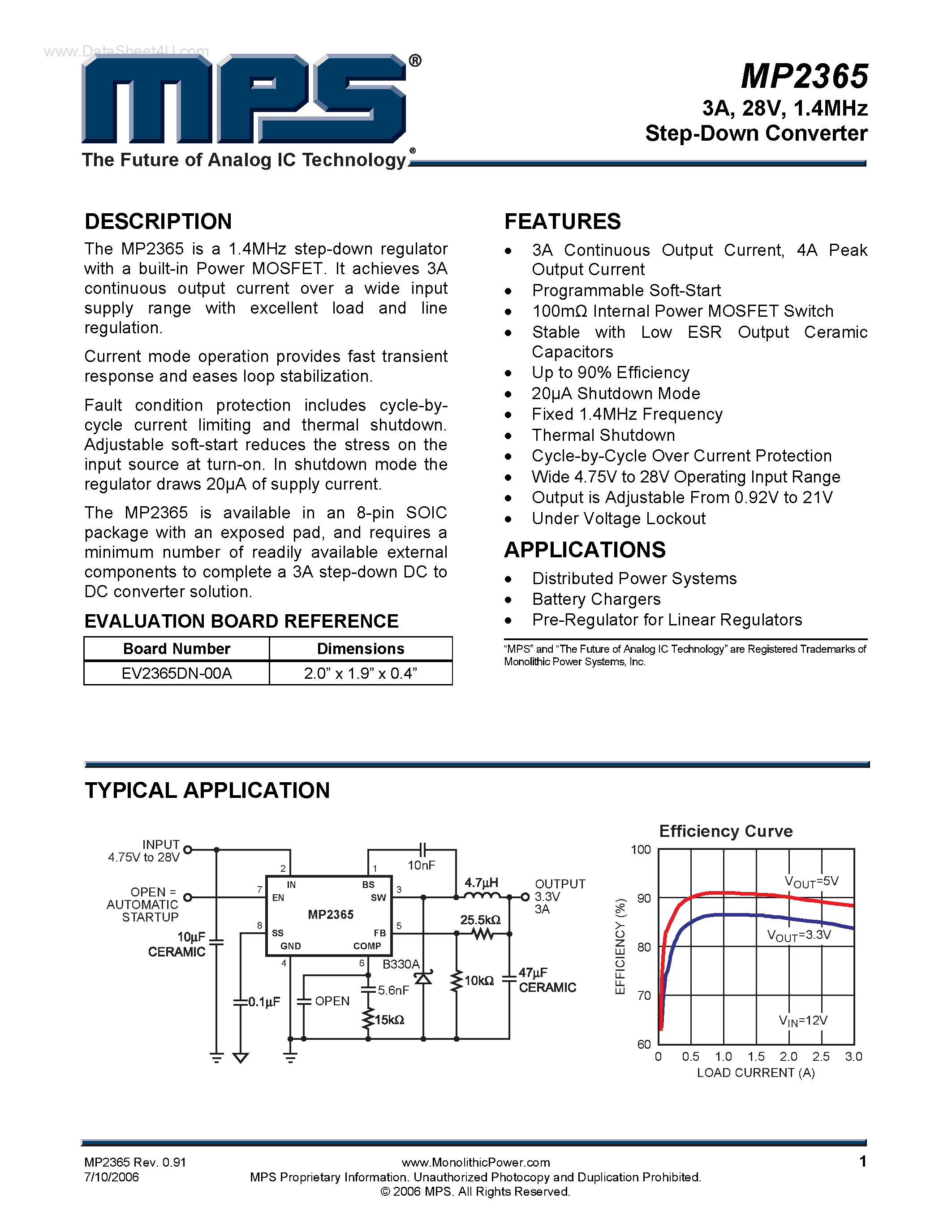 Datasheet MP2365 - 1.4MHz Step-Down Converter page 1