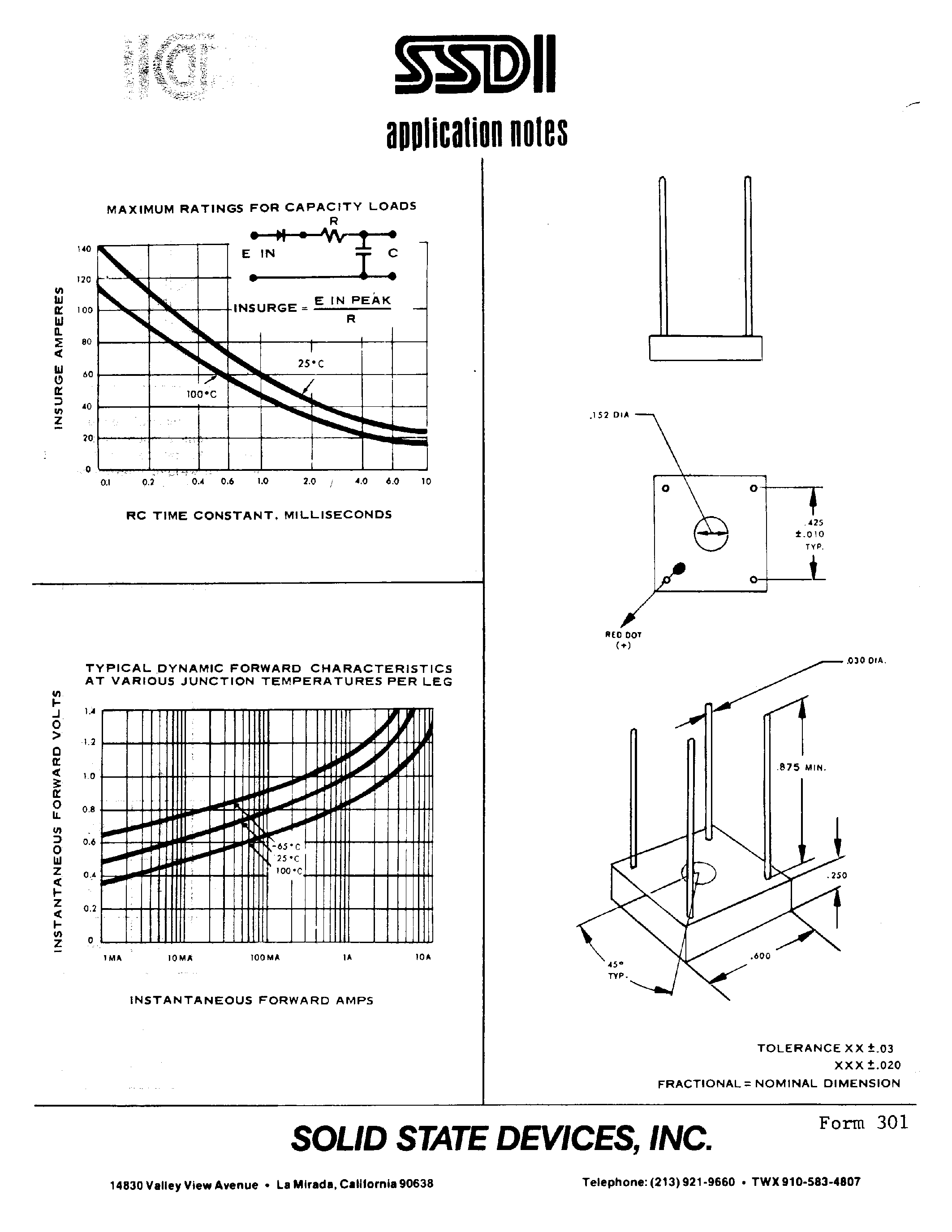 Datasheet SDA117 page 2 Datasheet SDA117 - 2AMP BRIDGE RECTIFIER ASSEMBLY page 2