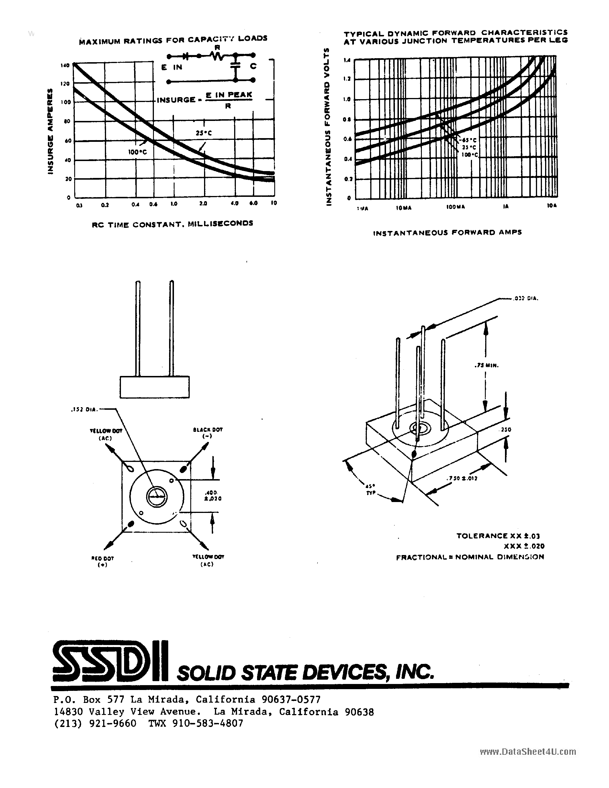 Datasheet SDA138 page 2 Datasheet SDA138 - 5 AMP BRIDGE RECTIFIER ASSEMBLY page 2