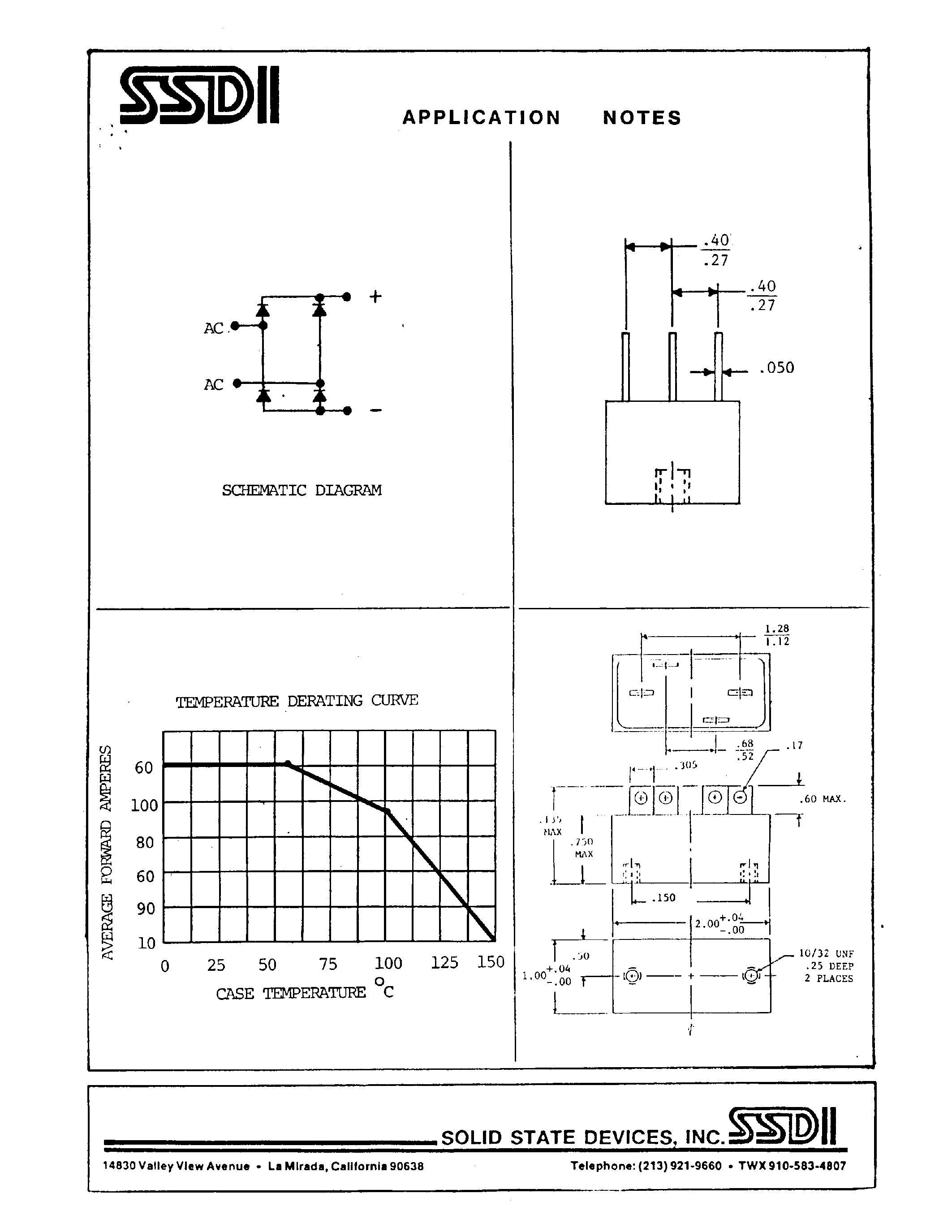 Datasheet SDA263-1 page 2 Datasheet SDA263-1 - SINGLE PHASE 100 AMP BRIDGE RECTIFIEGR ASSENBL page 2