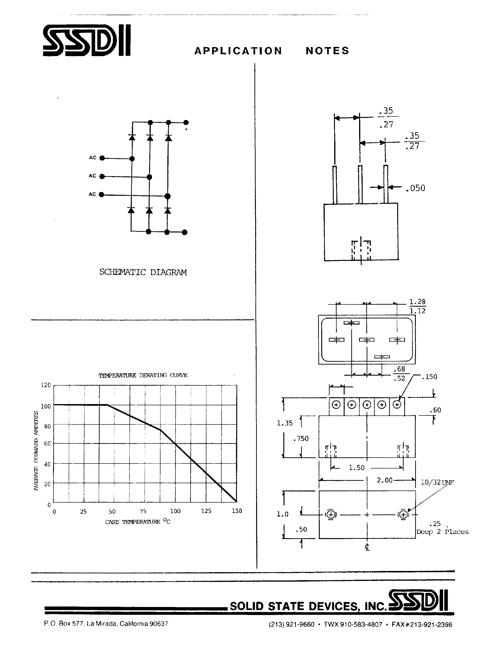 Datasheet SDA263-3 - THREE PHASE 100 AMP BRIDGE RECITIFIER ASSEMBLY page 2