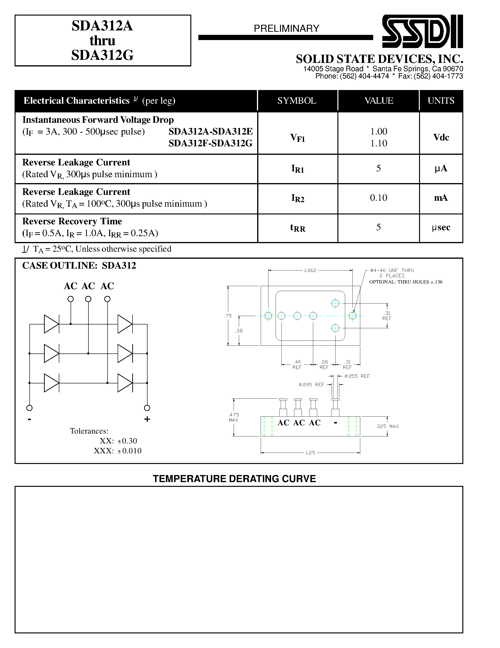 Datasheet SDA312A - (SDA312A - SDA312G) STANDARD RECOVERY 3 PHASE BRIDGE ASSY page 2