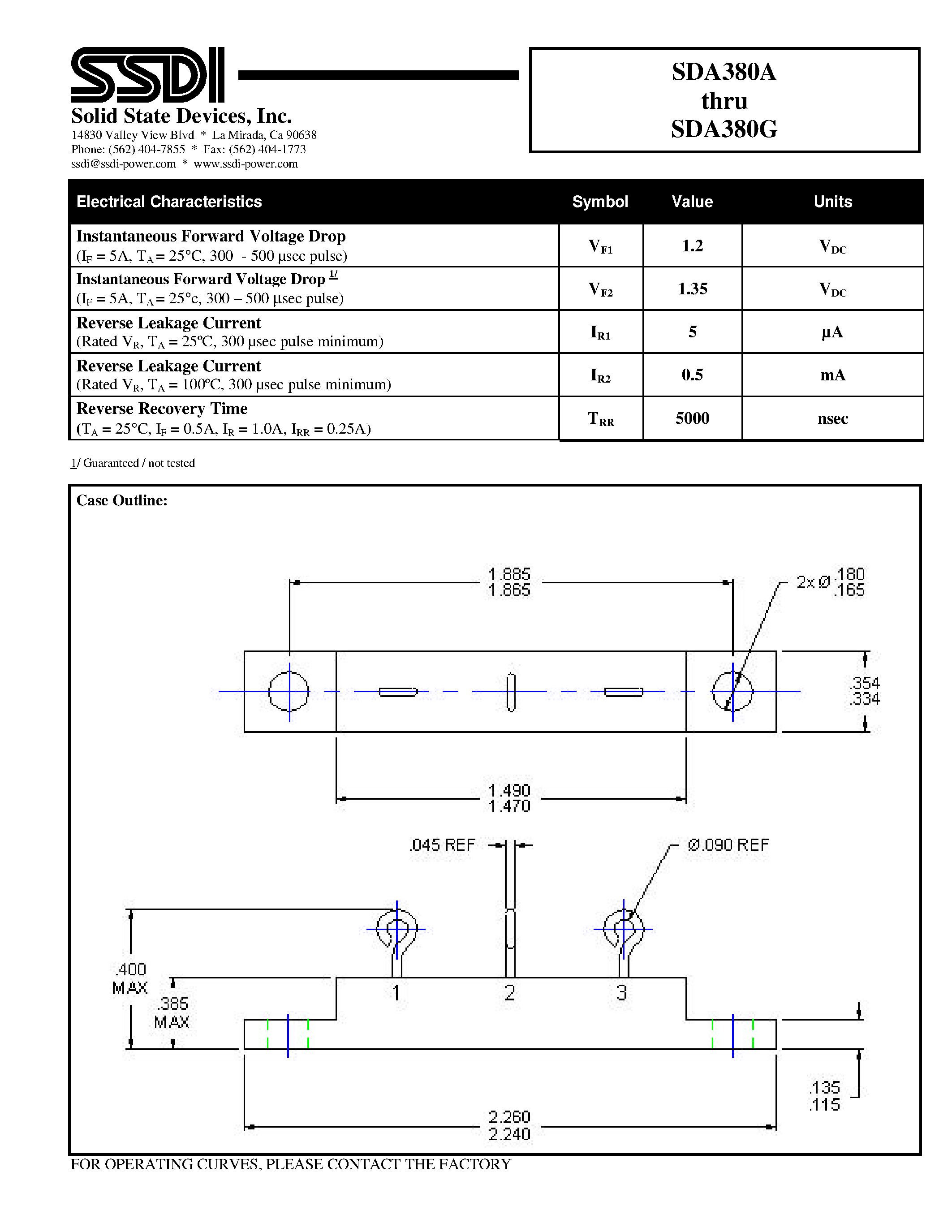 Даташит на микросхему SDA380A страница 2 Даташит SDA380A - (SDA380A - SDA380G) STANDARD RECOVERY CENTERTAP RECTIFIER страница 2