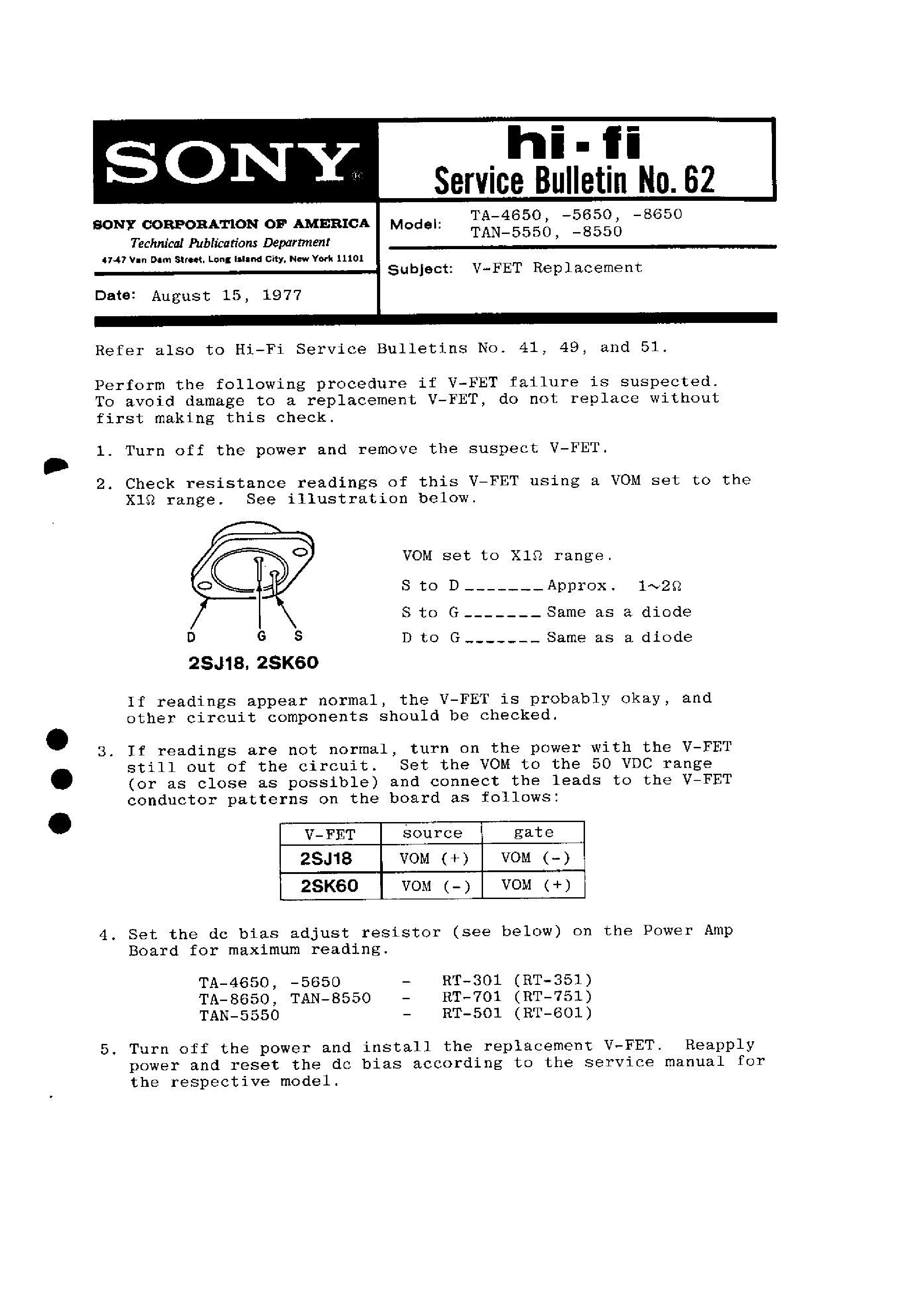 Даташит TAN-4650 - (TAN-4650 / TAN-5650) V-FET REPLACEMENT страница 2