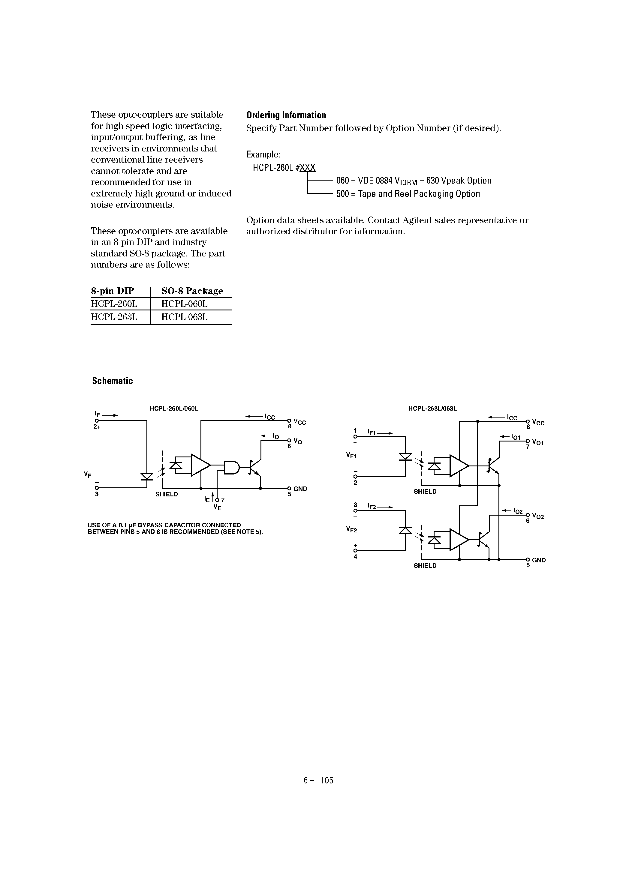 Даташит HCPL-063L - High Speed LVTTL Compatible 3.3 Volt Optocouplers страница 2