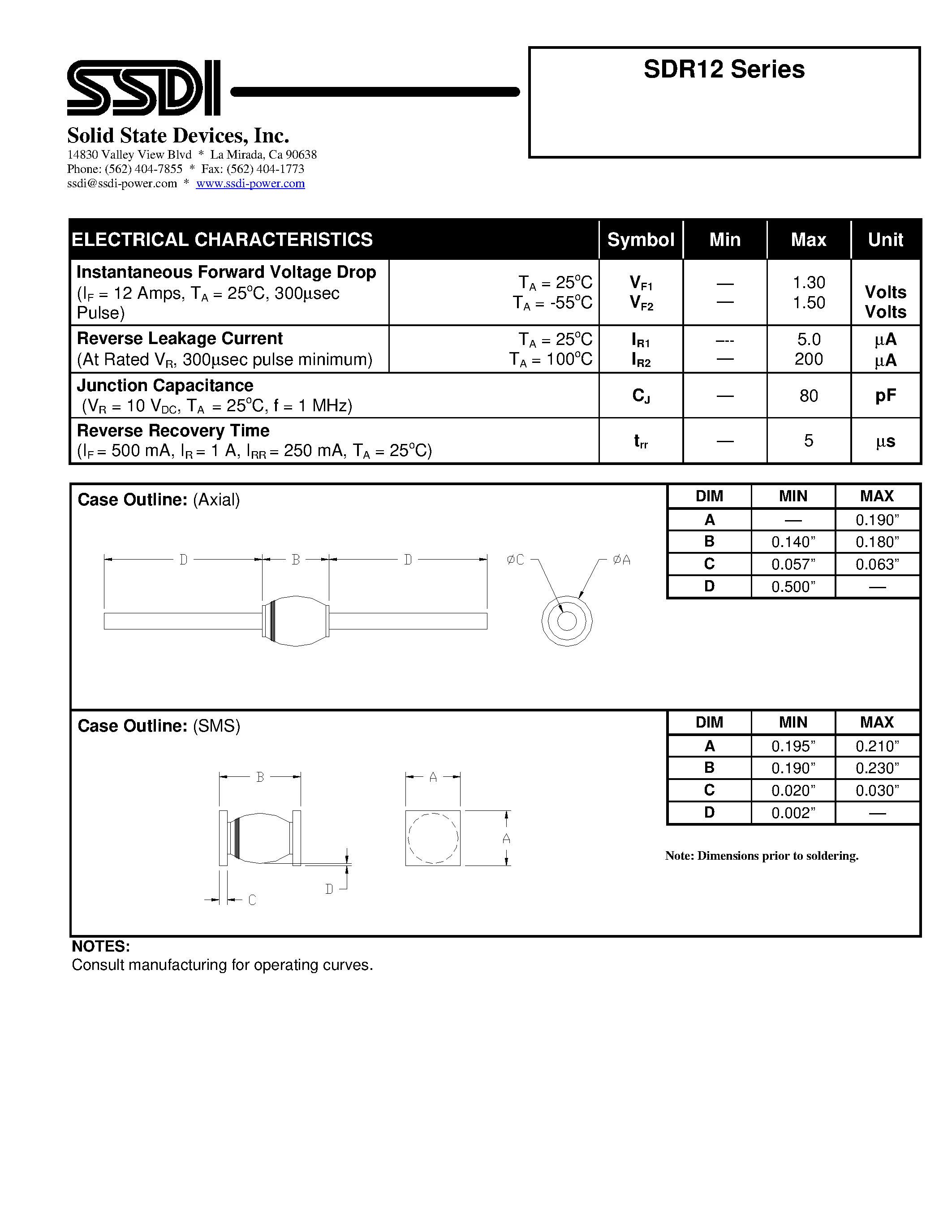 Даташит на микросхему SDR12 страница 2 Даташит SDR12 - STANDARD RECOVERY RECTIFIER страница 2