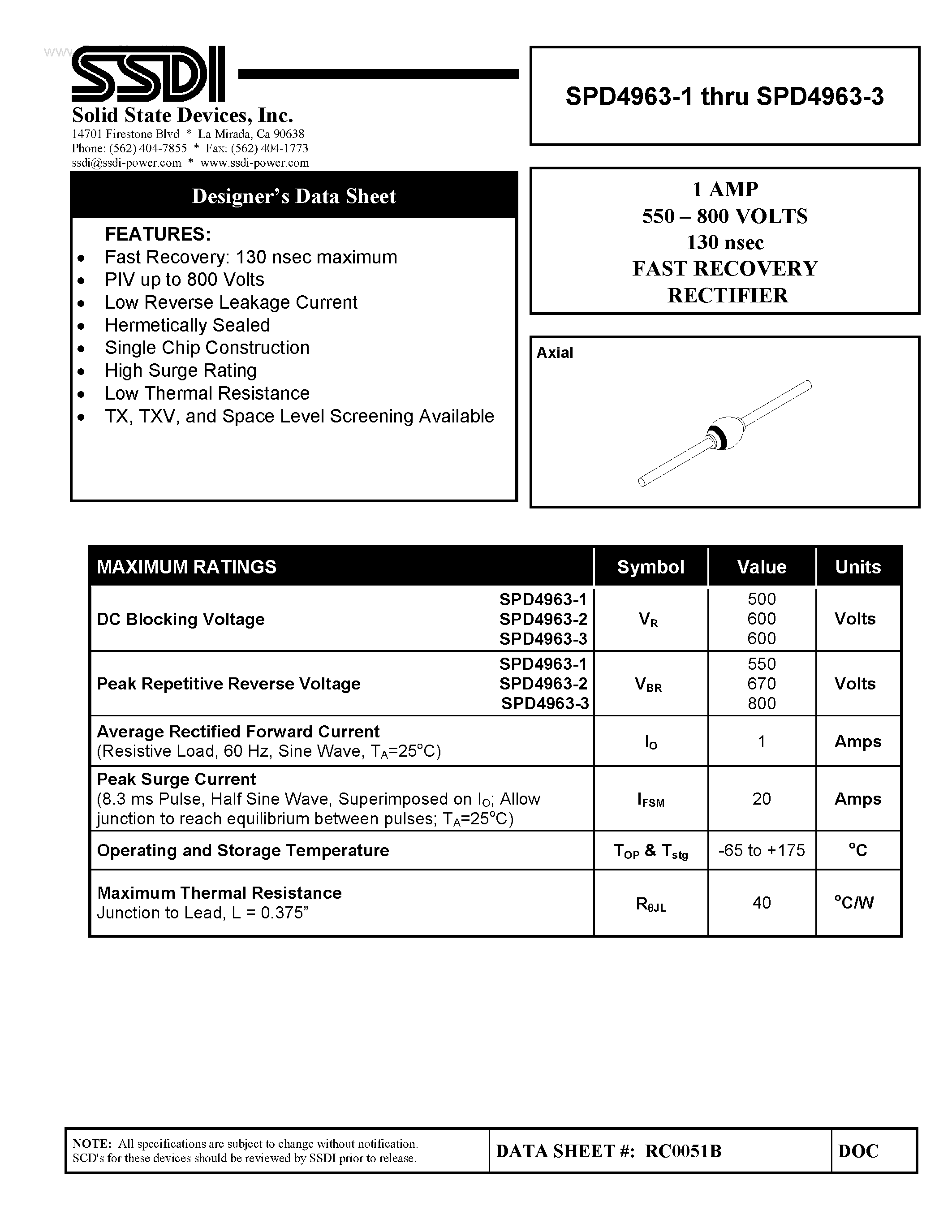 Datasheet SPD4963-1 page 1 Datasheet SPD4963-1 - page 1