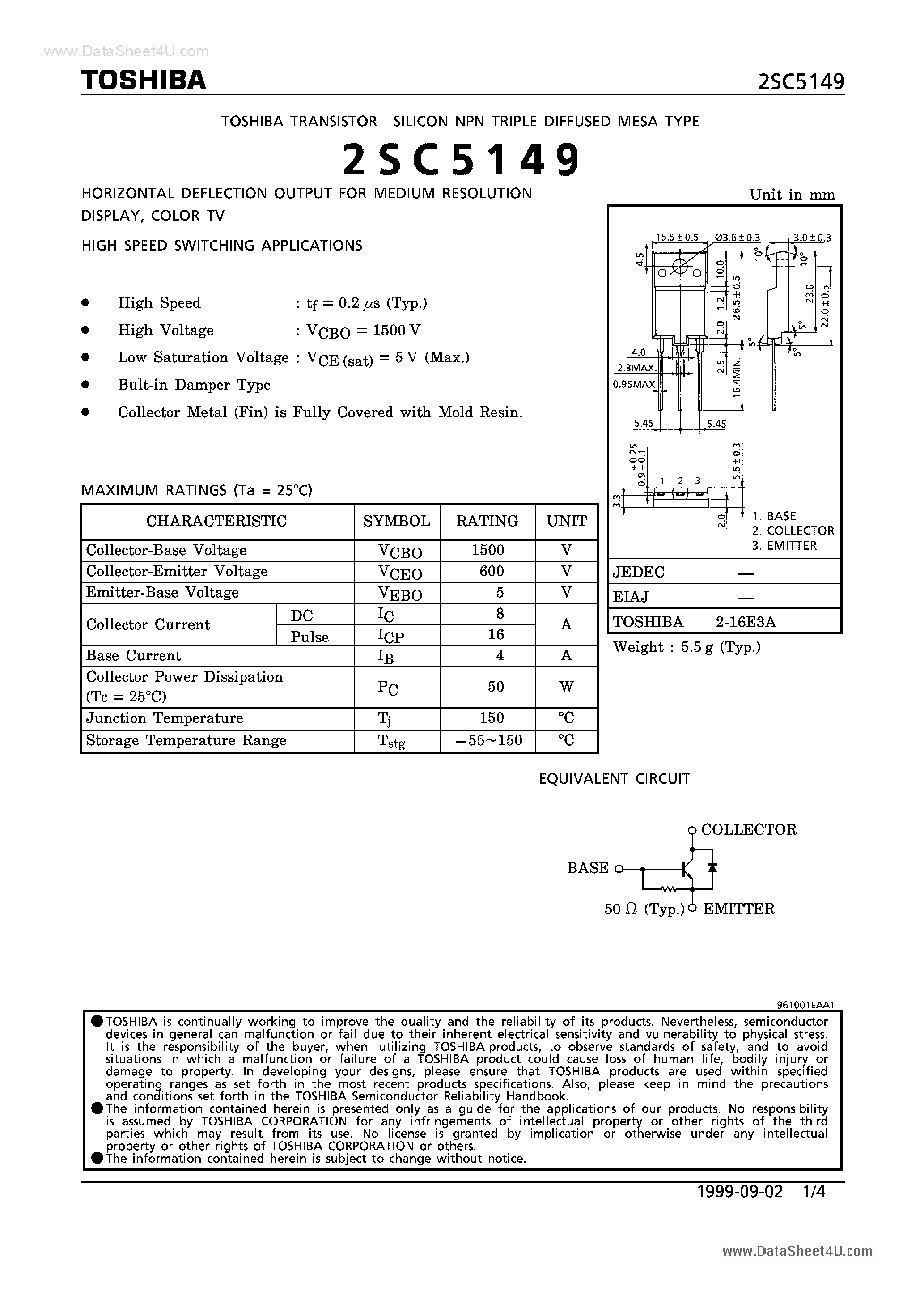 Даташит на микросхему C5149 страница 1 Даташит C5149 - Search -----> 2SC5149 страница 1